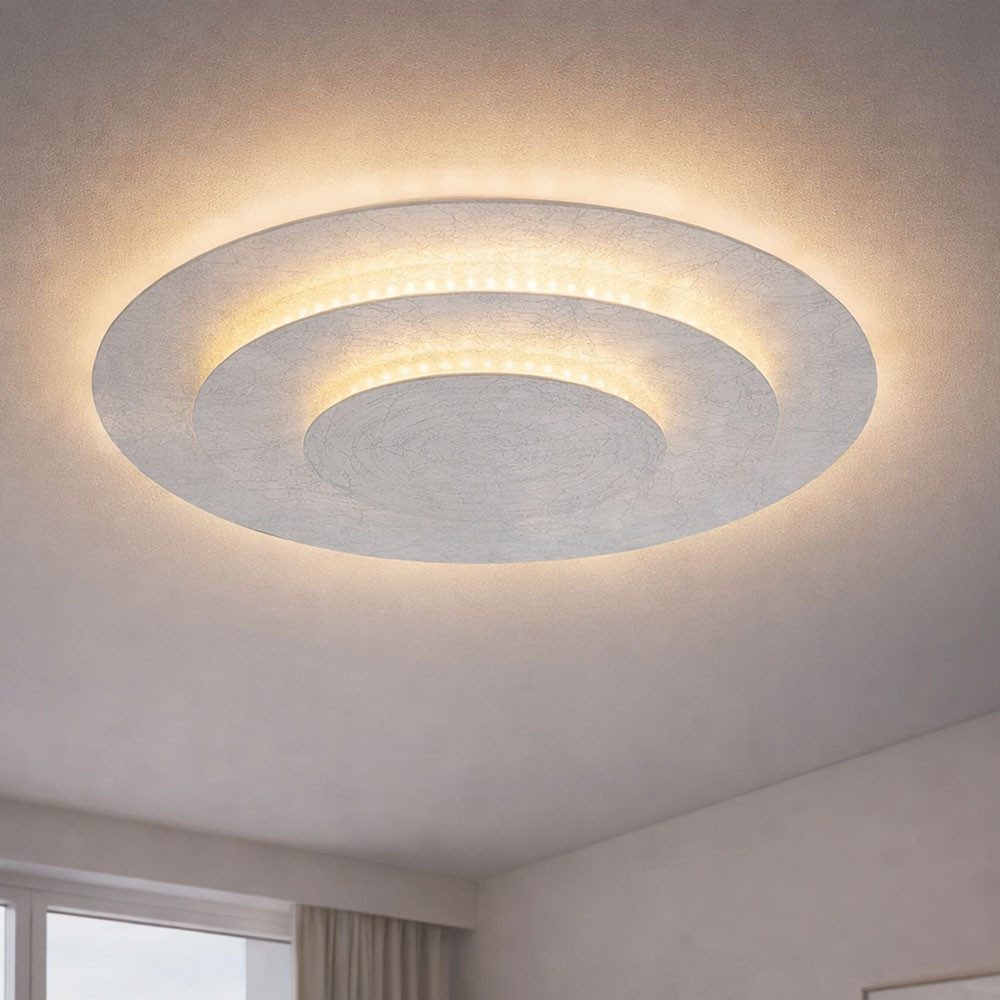 GLOBO LIGHTING LED Deckenleuchte, LED-Leuchtmittel fest verbaut, Warmweiß, Deckenlampe Deckenleuchte Wohnzimmerlampe silber LED