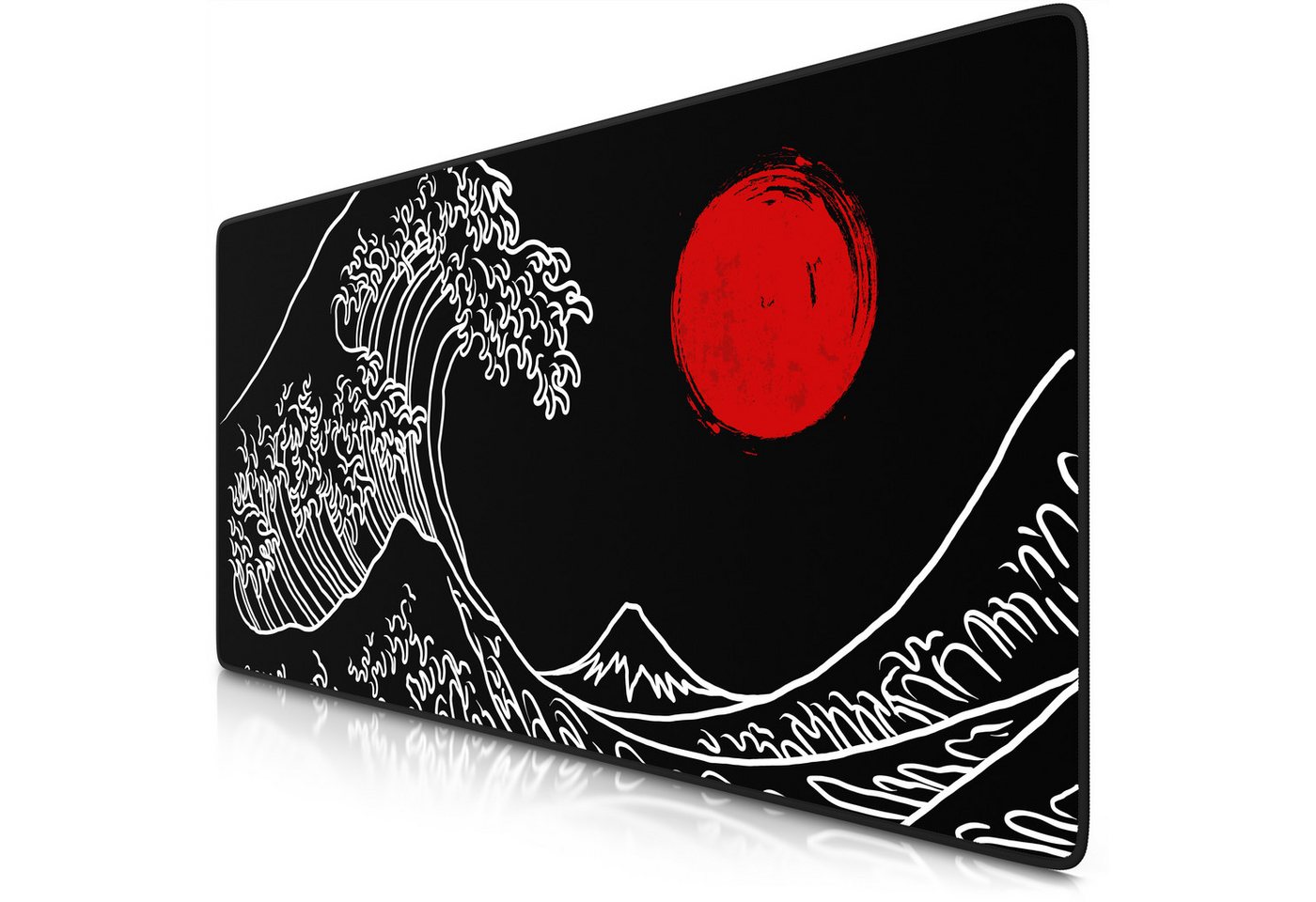 Titanwolf Gaming Mauspad XXL Speed Mousepad 900 x 400 x 3 mm, Schreibtischauflage, abwaschbar (1-St), rutschfeste Rückseite, Geschwindigkeit & Präzision, Great Wave Black