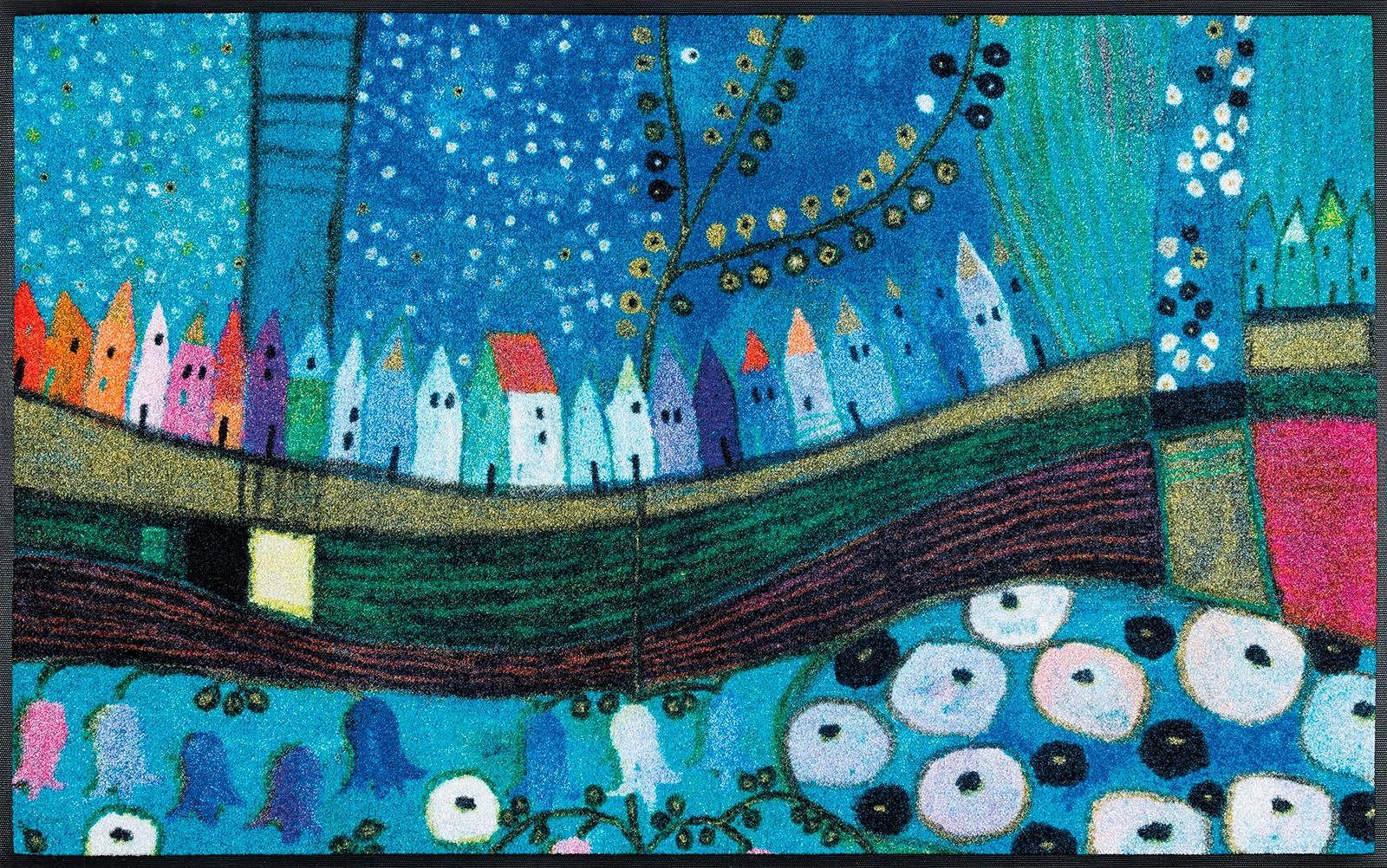 wash+dry by Kleen-Tex Fußmatte Stadt in Blau, rechteckig, Höhe: 7 mm, Schmu günstig online kaufen