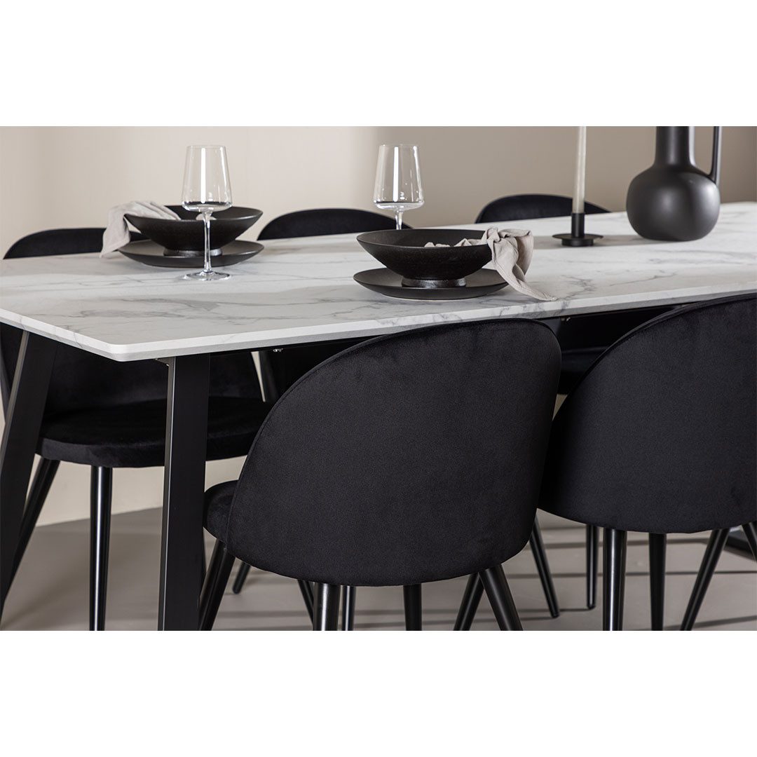 ebuy24 Essgruppe Malaga Essgruppe Esstisch 90x200cm weiß und 6 Skag, (7-tlg) – Bild 5 von 5