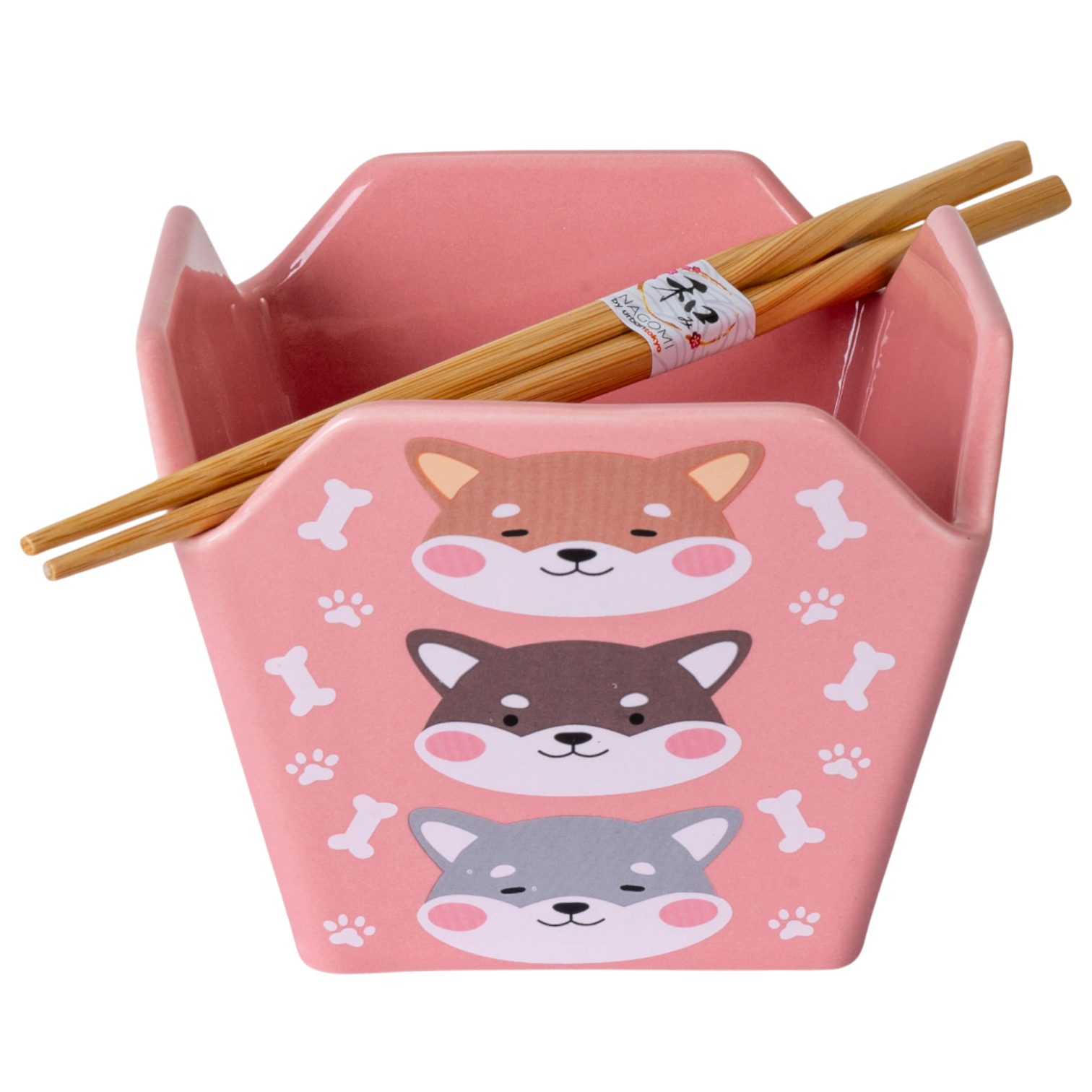 Dark-Desires Suppenschüssel Kawaii Shiba Inu Takeout-Style Servierschüssel mit Essstäbchen