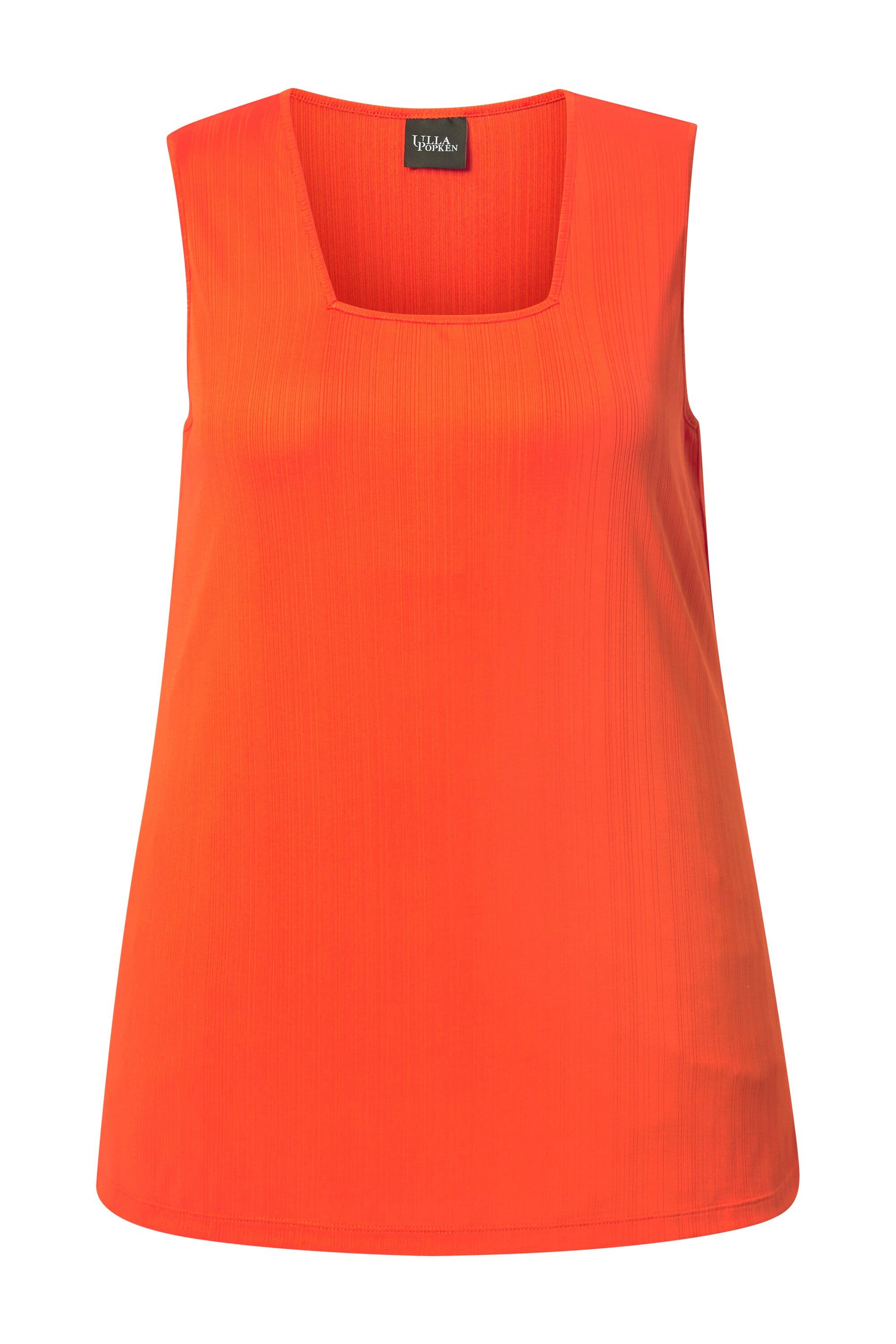 Ulla Popken Longtop Top Rippjersey A-Linie Caree-Ausschnitt ärmellos