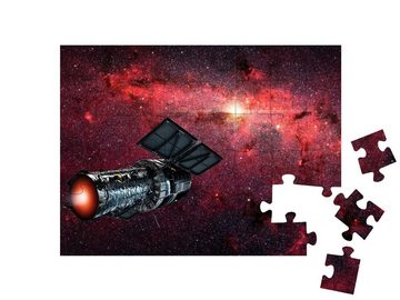 puzzleYOU Puzzle Raumschiff fliegt zu Galaxie im Universum, 48 Puzzleteile, puzzleYOU-Kollektionen Weltraum, Universum