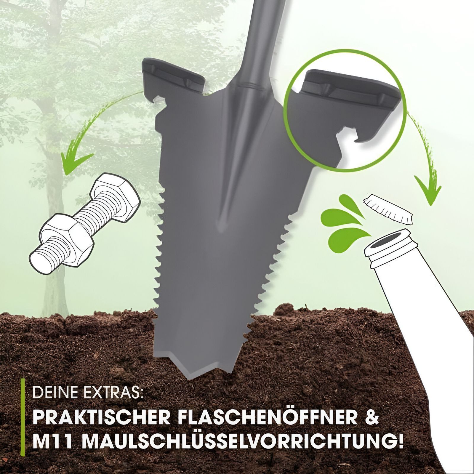 BURI Spaten Wurzelspaten Wurzelsäge Spaten Säge Gärtnerspaten V-Klingenspitze