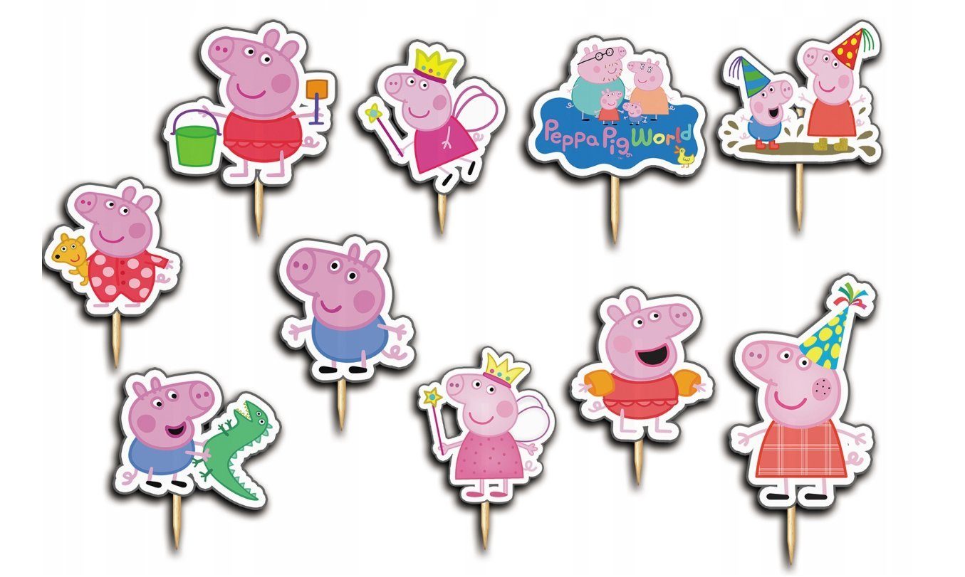Festivalartikel Tortenstecker PEPPA PIG Topper Set 10 Stk Geburstag Torten Deko Kuchen Junge
