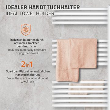 LuxeBath Elektrischer Badheizkörper Designheizkörper Handtuchtrockner Handtuchheizkörper Handtuchhalter, Weiß 500x1200mm Flach Einlagig Heizstab 900W Mittelanschluss Vertikal