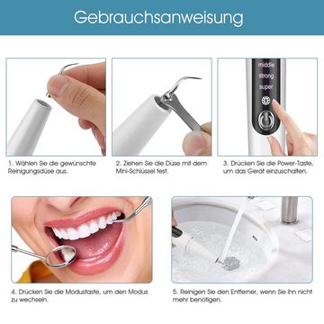 WILGOON Zahnpflege-Set Zahnsteinentferner mit 5 Modi und 3 Austauschbare Reinigungsköpfe, Zahnreinigungsset für Pflege von Zahnstein Selbst Entfernen Zu Hause