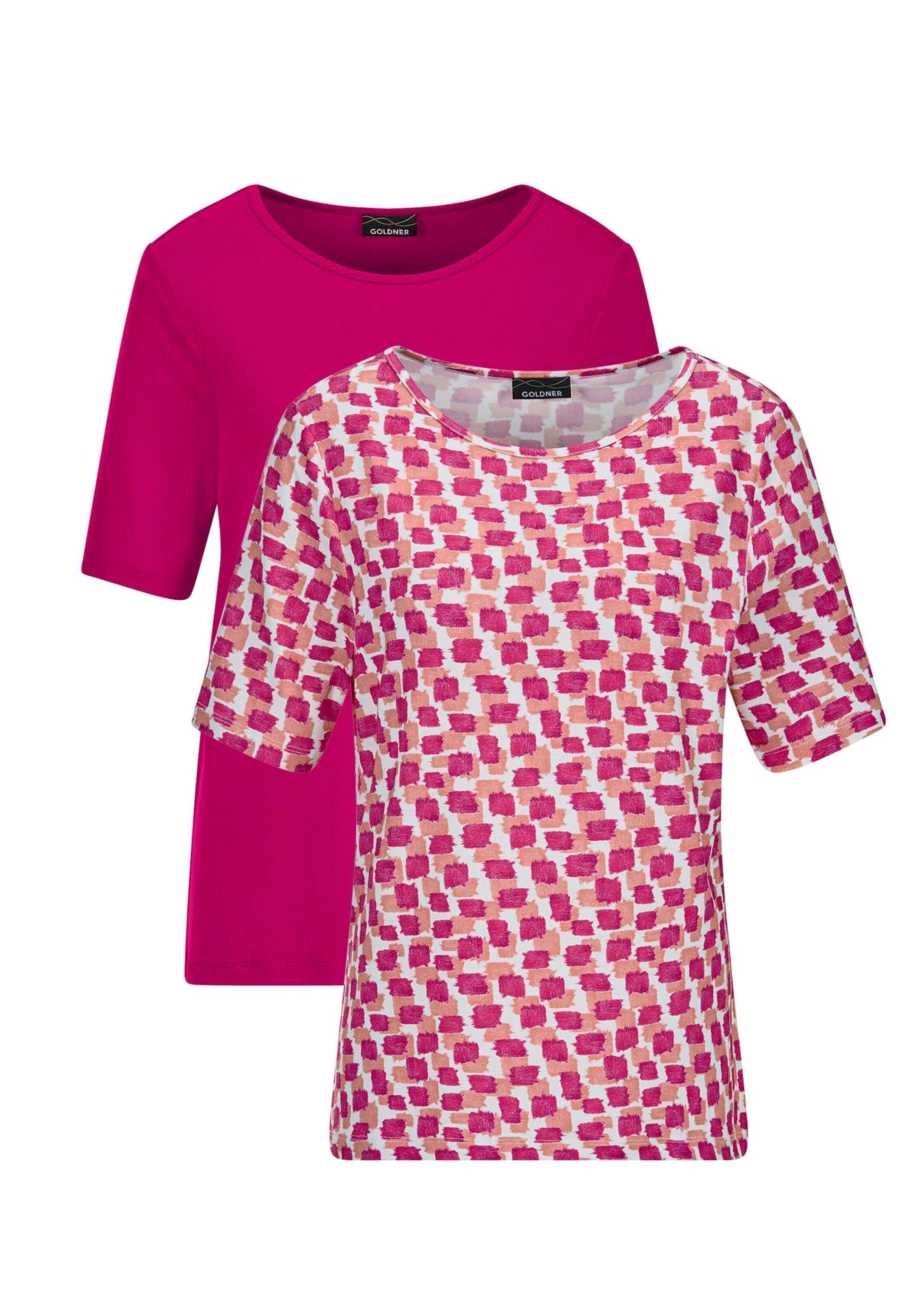 T-Shirt Stilvolles Shirt-Duo mit Muster-Mix