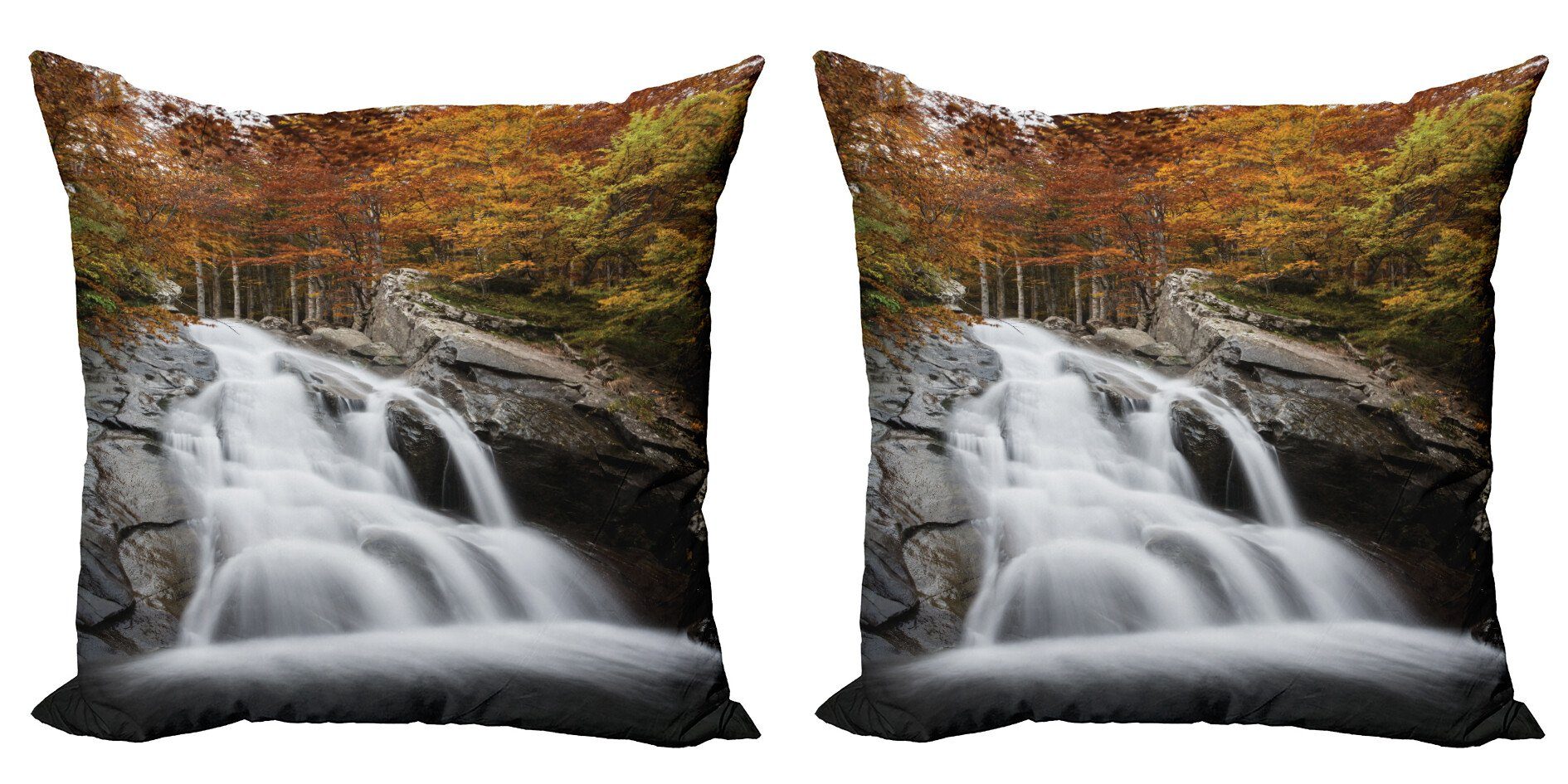 Kissenbezüge Modern Accent Doppelseitiger Digitaldruck, Abakuhaus (2 Stück), Landschaft Fall-Bäume mit See