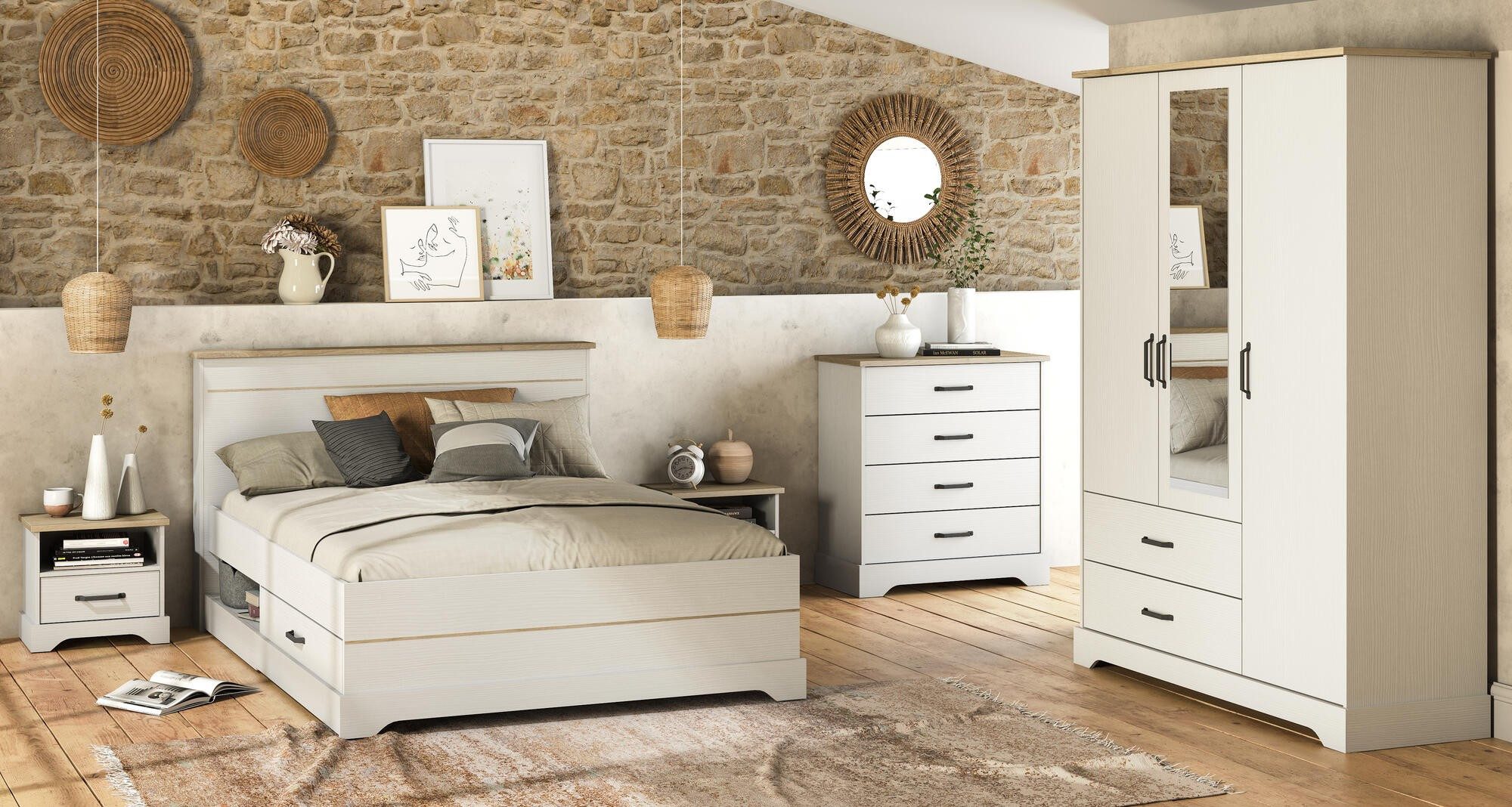 PREISBRECHER Kleiderschrank Cottage 148,6 x 199,6 x 57,1 cm (B/H/T)