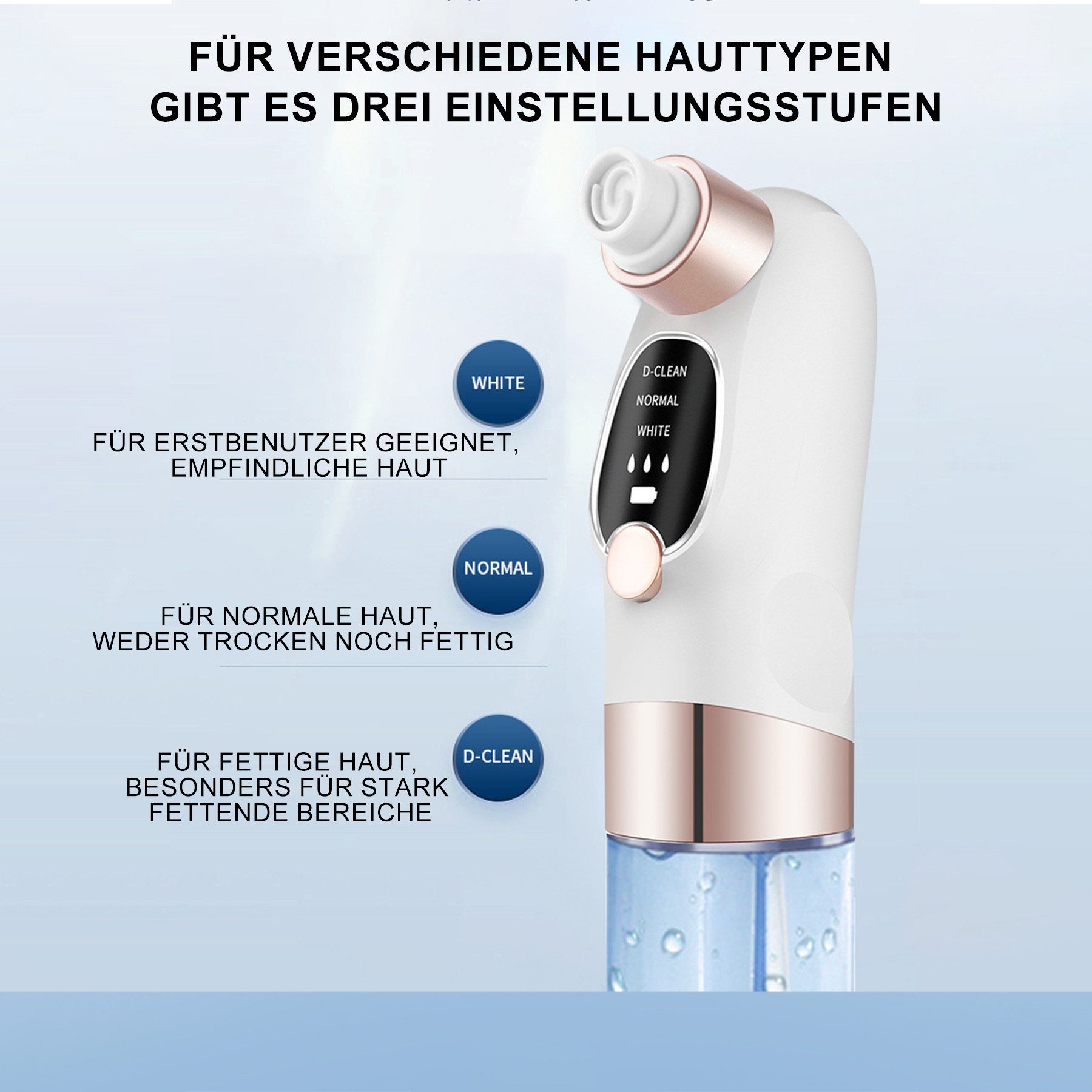 Senmudi Porenreiniger Mitesserentferner Porenreiniger Vakuumsauger, mit 3 Modi 6 Saugspitzen,Mitesser-Extraktor, für Verschiedene Hauttypen, Mitesser Entfernung Porensauger, Mitesser Sauger Elektrisch,Porenreiniger elektrisch
