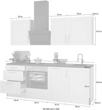 OPTIFIT Küche Ahus, Breite 225 cm,wahlweise mit E-Geräten,MDF Fronten,Soft Close Funktion