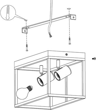 EGLO Deckenleuchte SILENTINA, ohne Leuchtmittel, Deckenleuchte, Industrial, Wohnzimmerlampe, Küchenlampe, Flurlampe