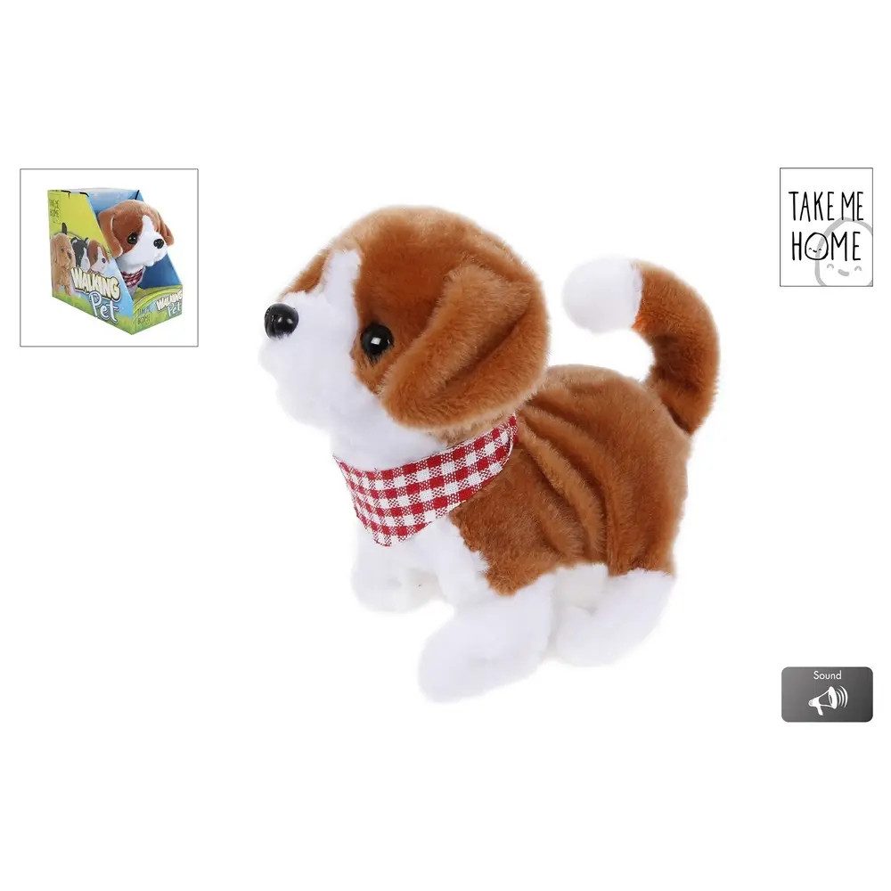 Siva Spiel Laufhund weiß/braun m. Funktionen, 17cm
