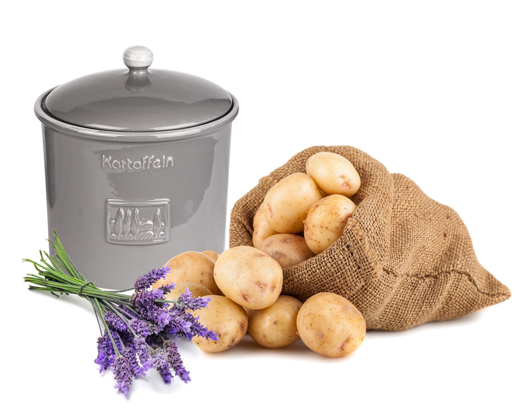 BigDean Gemüsetopf »Kartoffeltopf Toskana Grau Steingut Vorratsdose