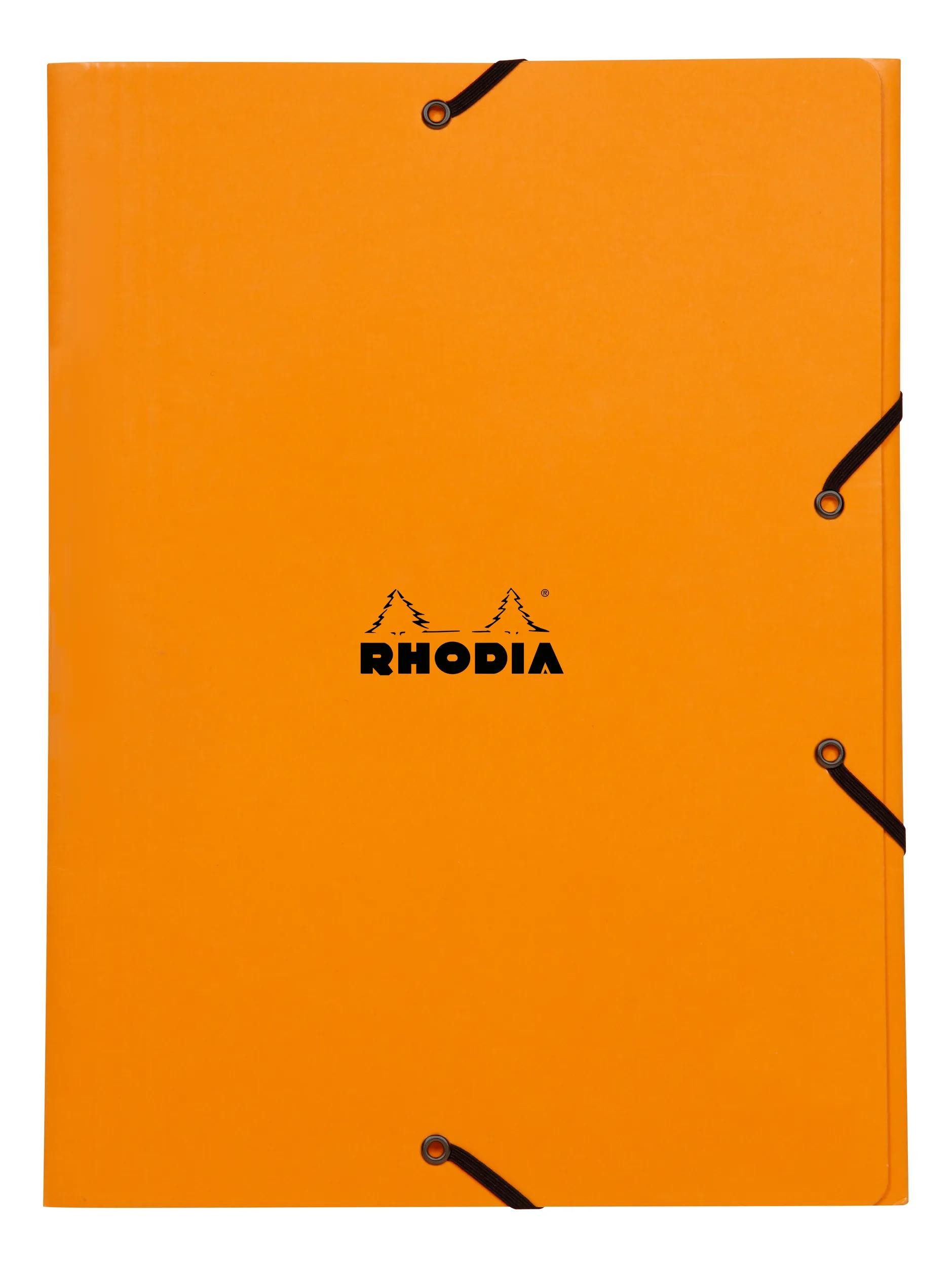Rhodia Schreibmappe 5x Sammelmappe Karton, Gummizug und 3 Klappen, 24x32cm Orange 24328C, Rhodia, Blöcke, Hefte und Notizbücher