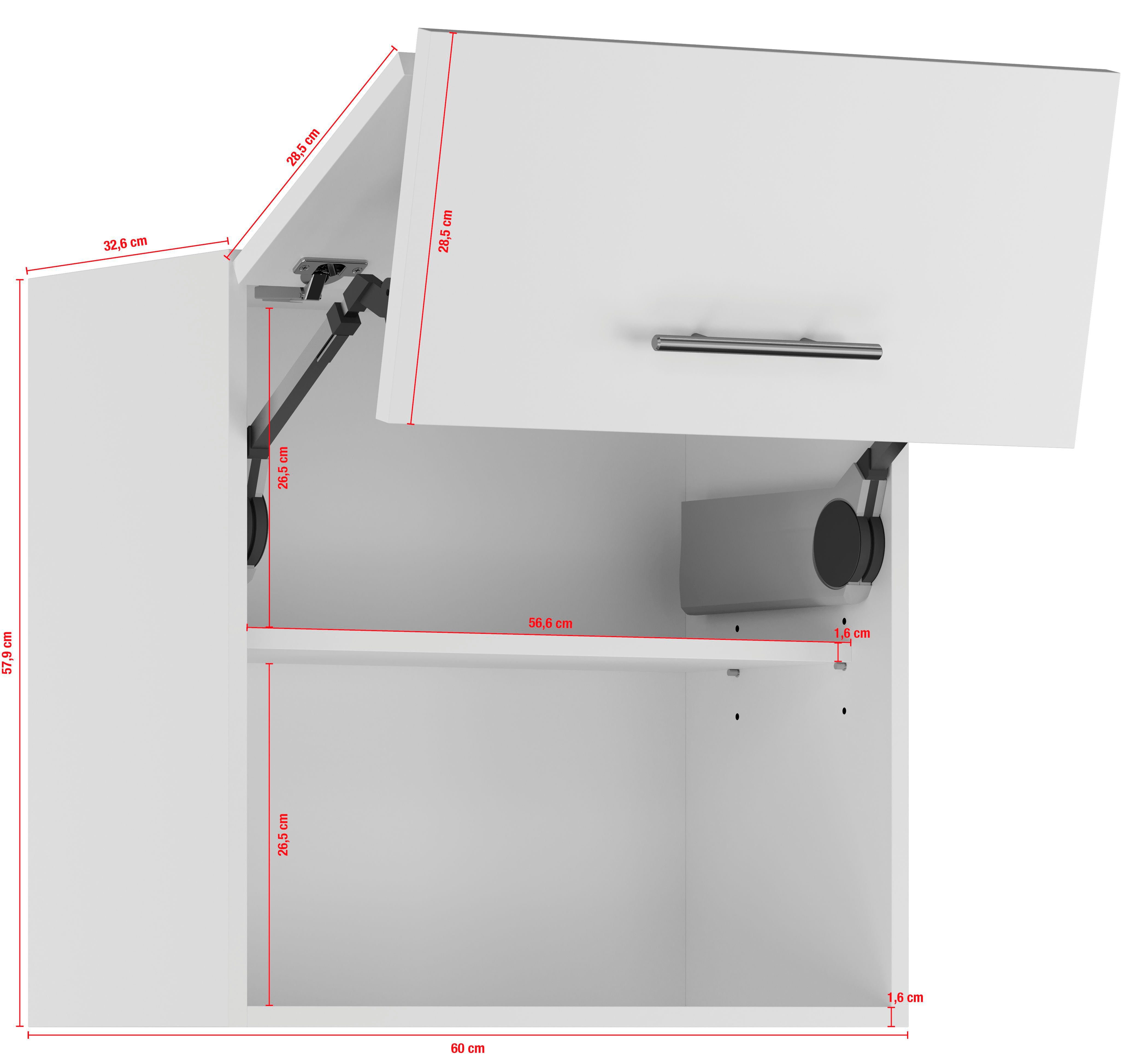 bestehend IMPULS | Weiß 2 Faltlifthängeschrank mit KÜCHEN Fronten aus Weiß Falt-Lifttür