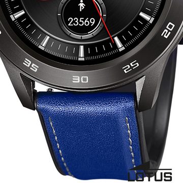 Lotus Multifunktionsuhr Lotus Herrenuhr Leder Silikon blau, (Multifunktionsuhr), Herren Armbanduhr rund, extra groß (ca. 47,9mm), Edelstahl