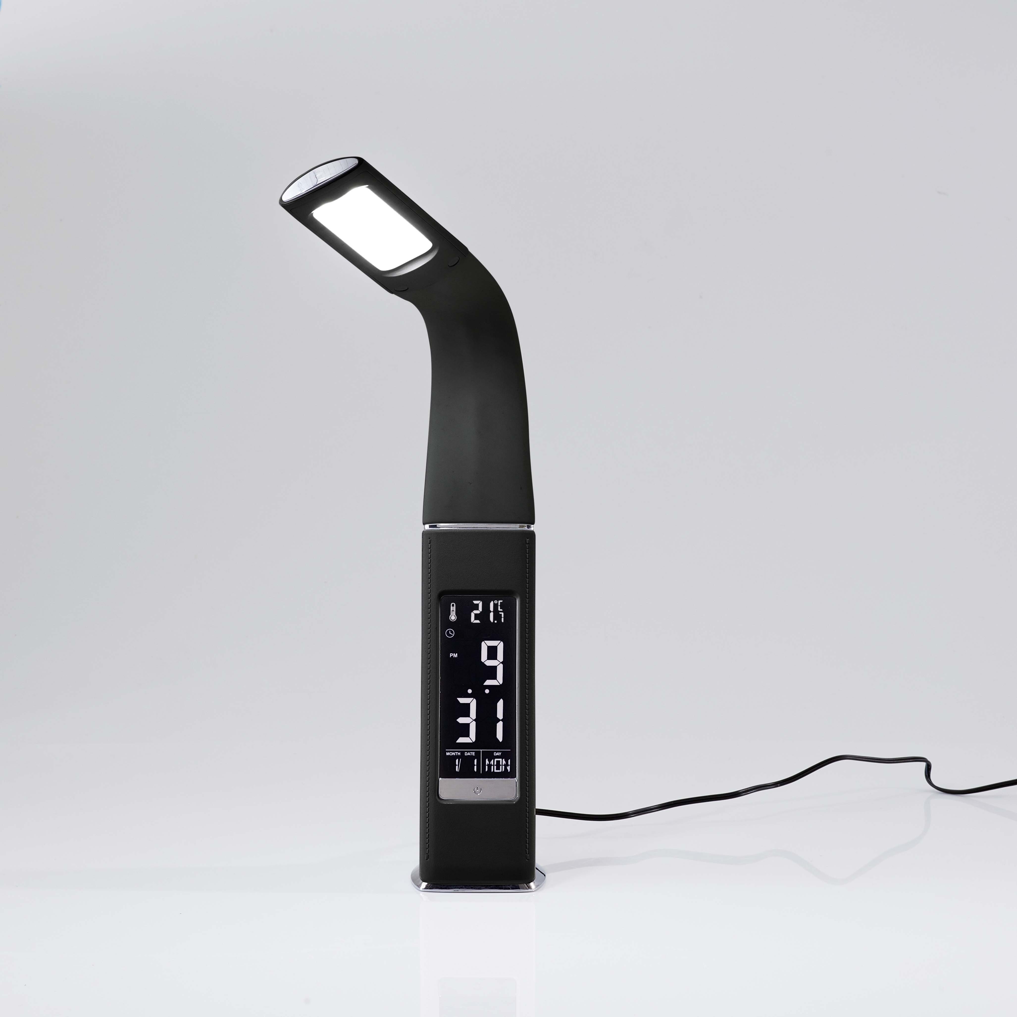 Temperatur USB-Anschluss LED Northpoint Uhr digitale LED dimmbar Schwarz Schreibtischlampe Schreibtischlampe