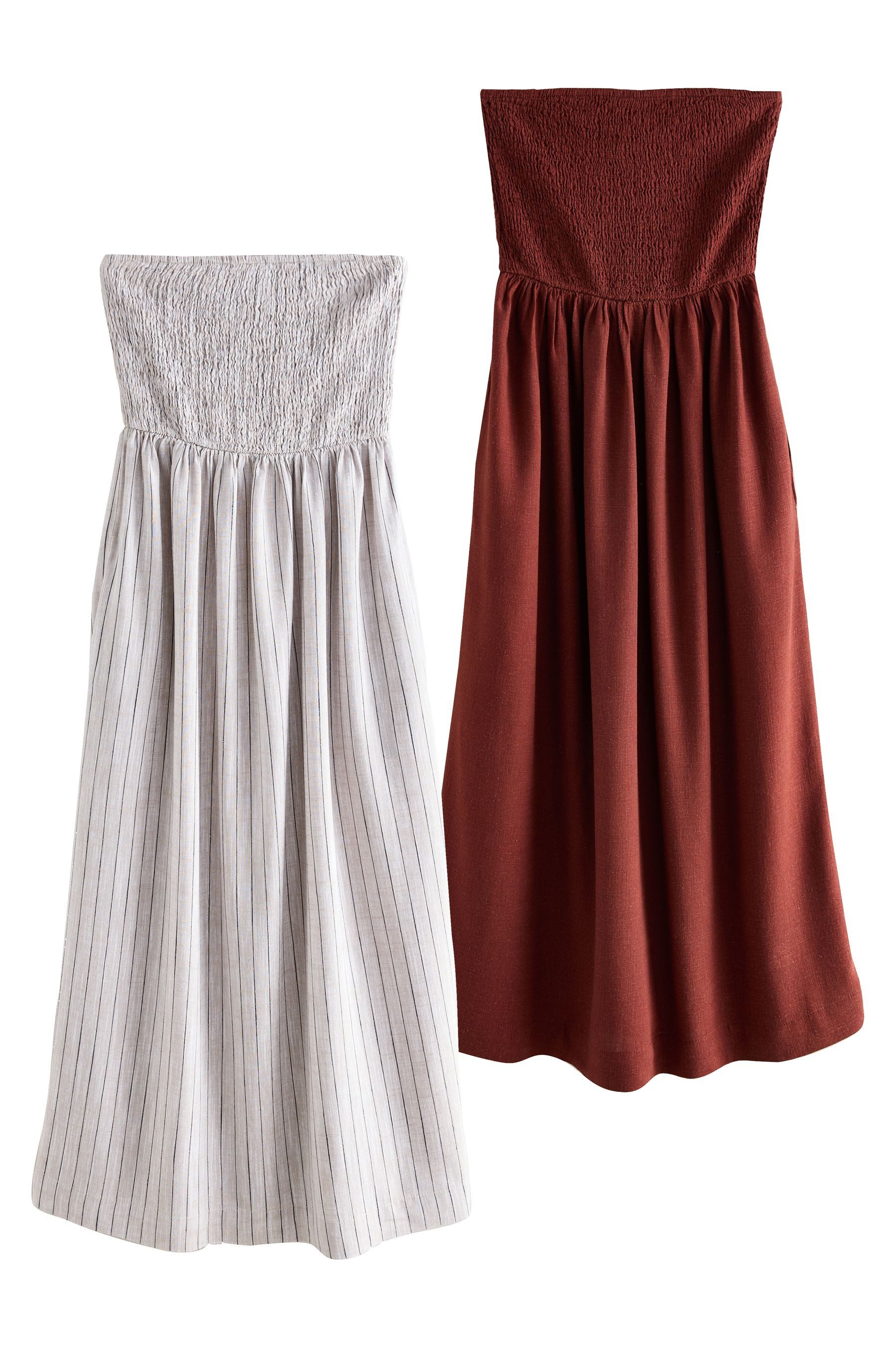 The Set Maxikleid The Set Bandeau-Maxikleid mit Leinen im 2er-Pack (2-tlg)