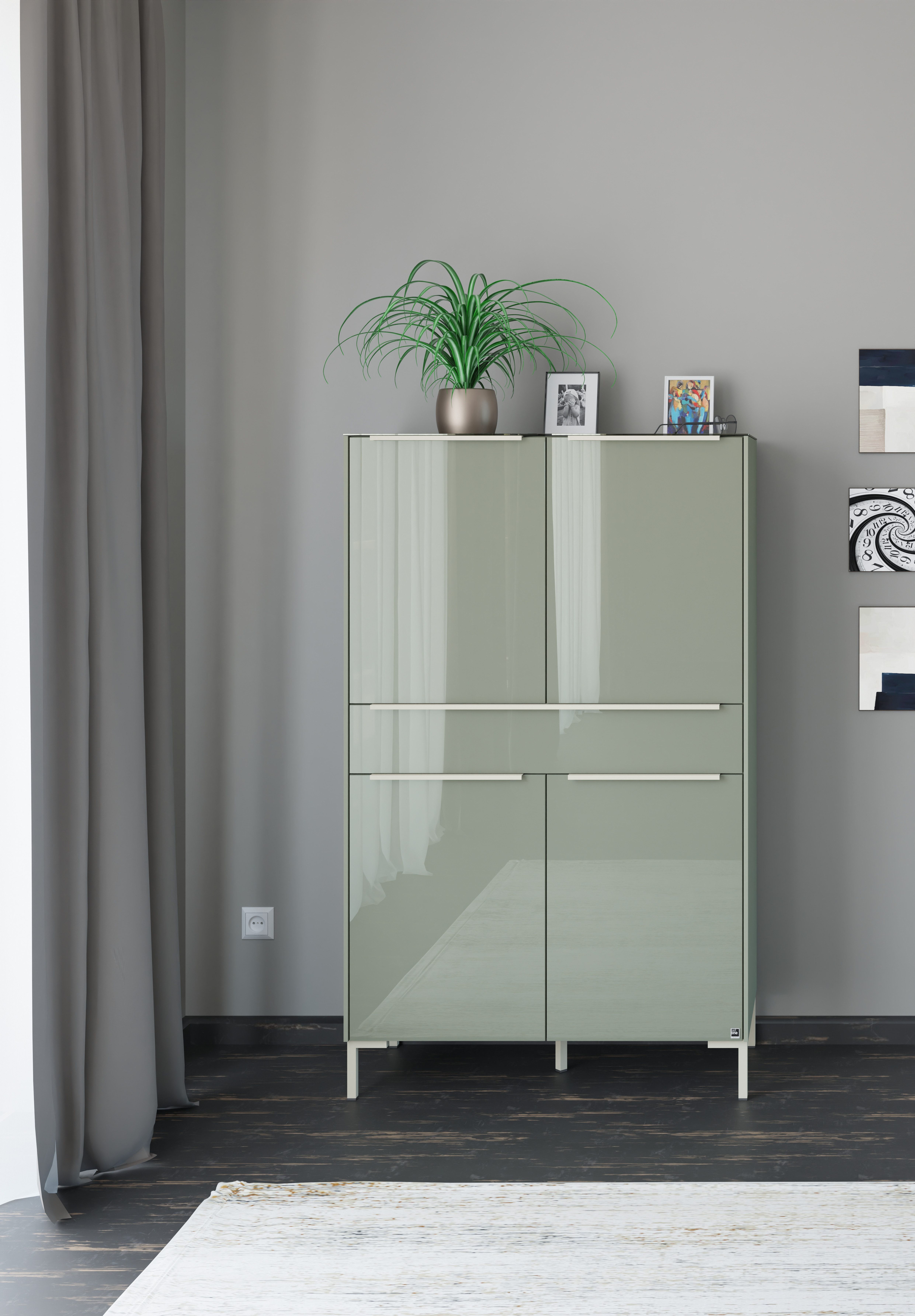 set one by Musterring Highboard Reno (1 St), Mit Winkelfuß in diversen Farben, 154 cm Höhe & Farbauswahl