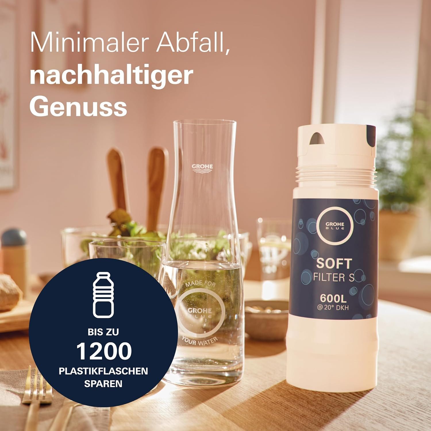 Grohe Kalk- und Wasserfilter Blue, Austauschfilter Soft, S-Size, 600l Kapazität, 40404001