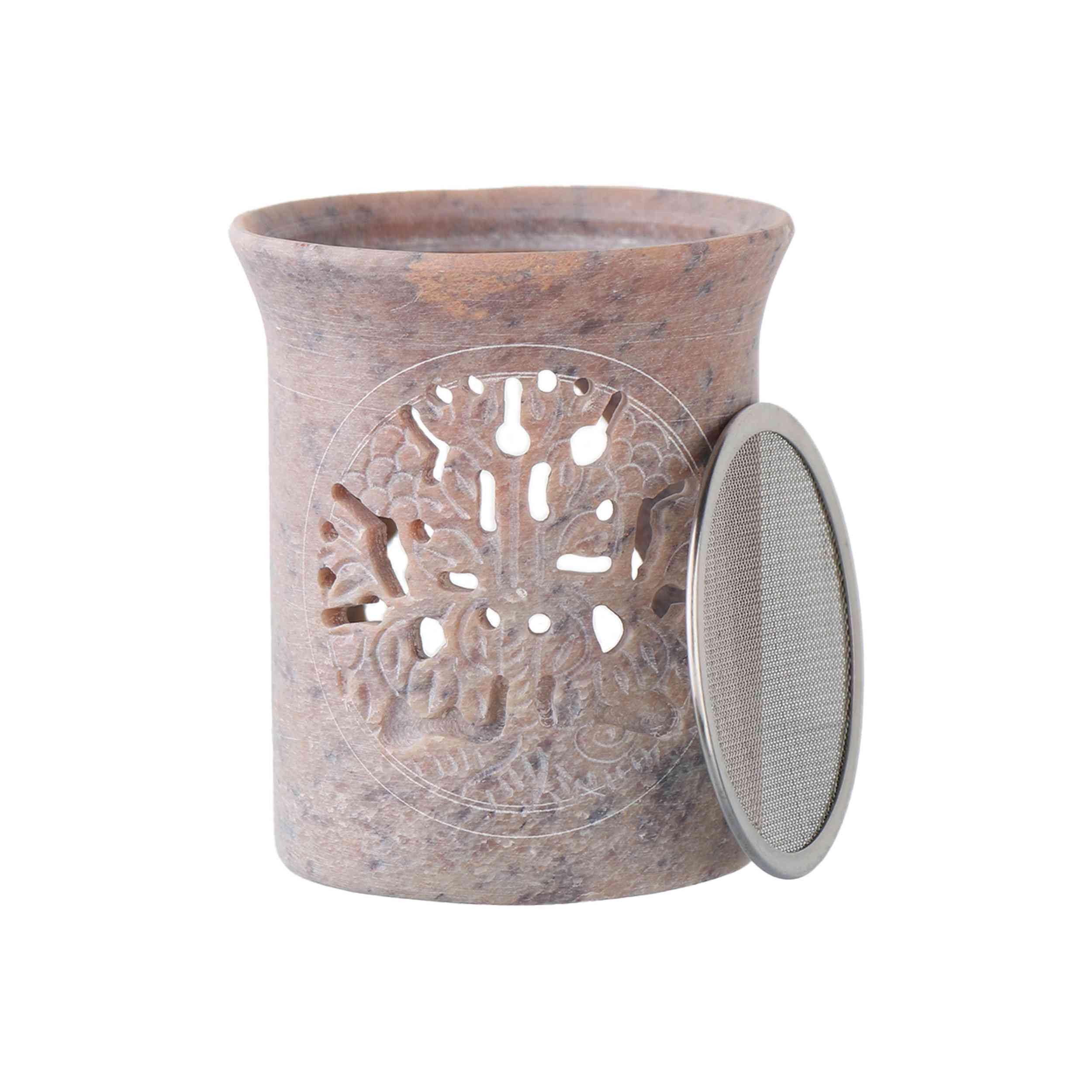 Räucherschale Räucherstövchen 8,8x7,6cm – Speckstein Lebensbaum