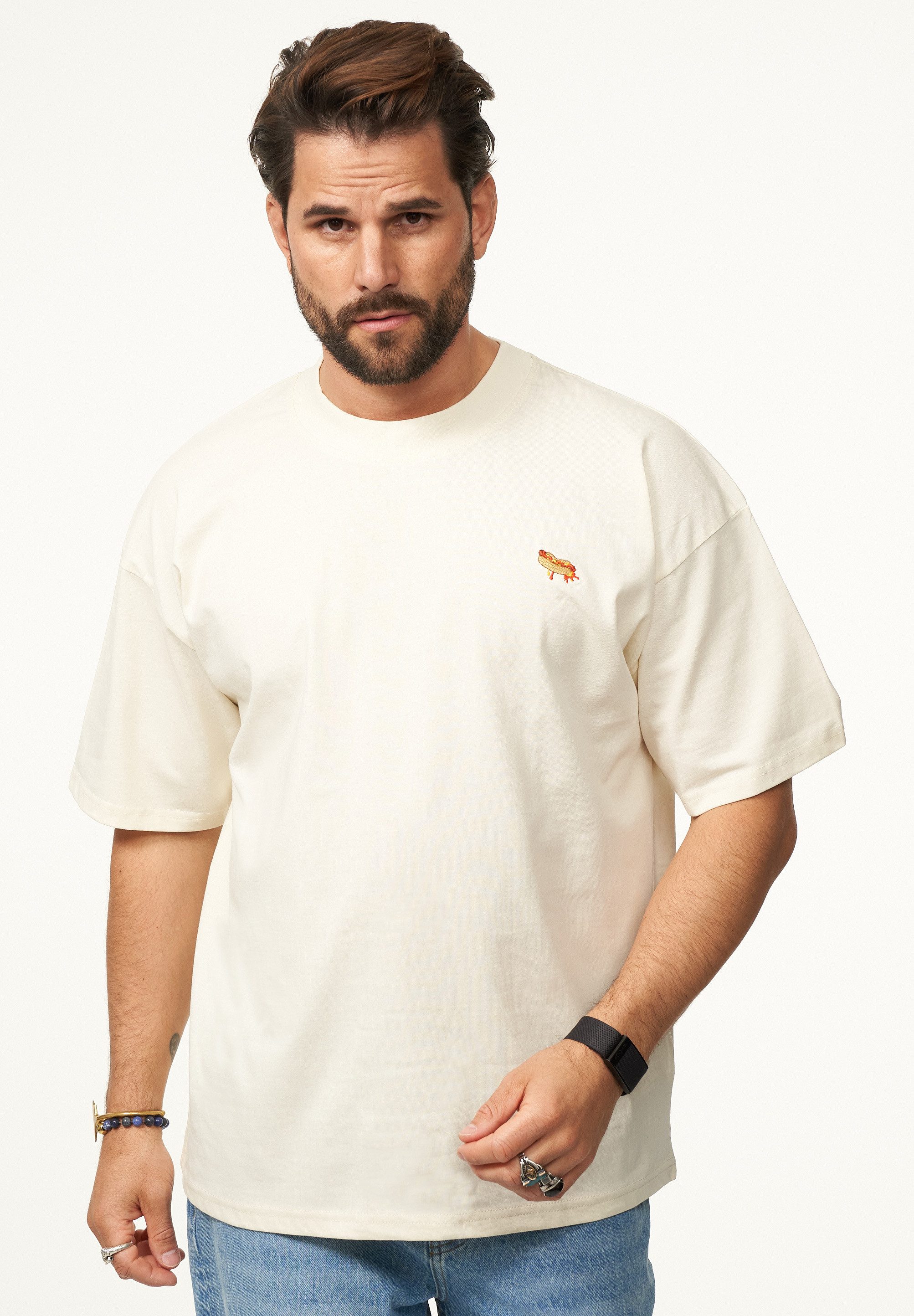 SOULSTAR T-Shirt mit Stickerei Herren Oversize-Fit Kurzarm Shirt mit Rundhals-Ausschnitt