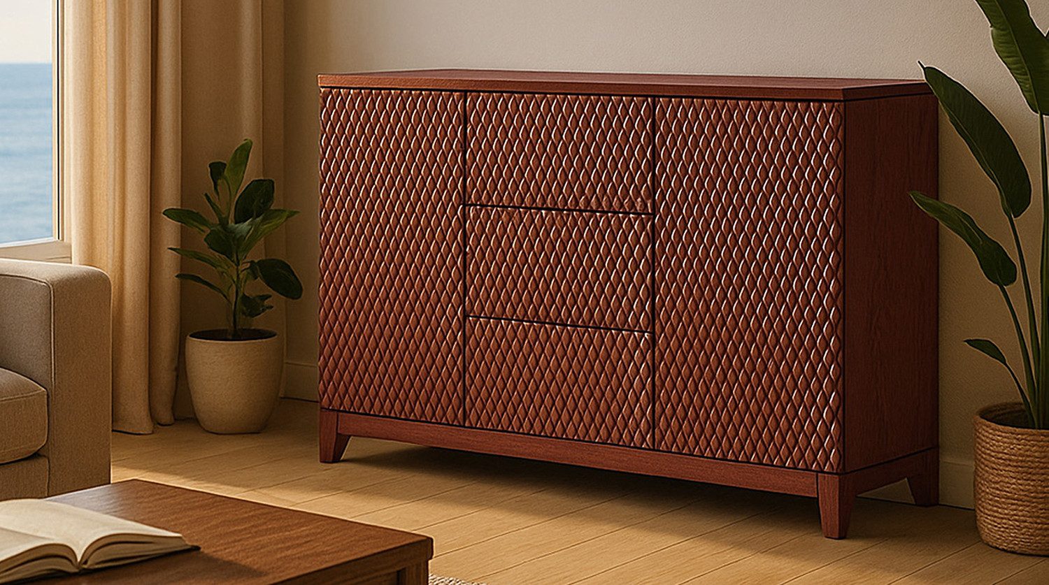 KAWOLA Buffet COPAS 2 Türen 3 Schubladen Eiche braun 140/85/40 cm (B/H/T)