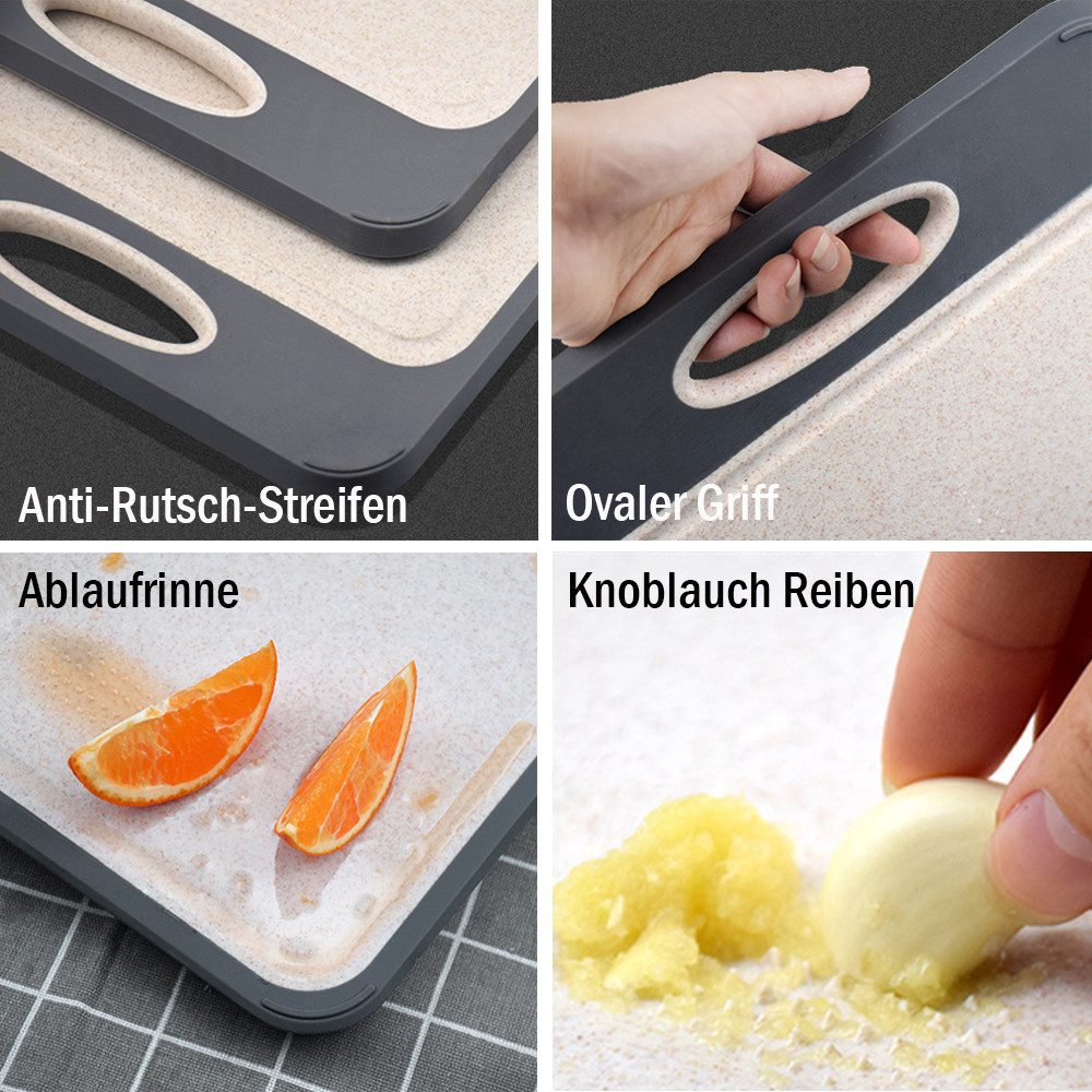 TUWENA Schneidebrett Schneidebrett, Küche Doppelseitiges 304 Edelstahl Schneidebrett, Mit Saftrutsche und Griff für Fleisch, Brot, Gemüse, Obst Schneiden