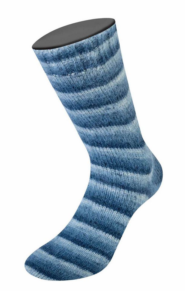 LANA GROSSA COSY SOCKS SOFT STRIPES Häkelwolle, 400 m (100 Gramm), Sockenwolle,waschmischenfest, mit leichtem Flauscheffekt