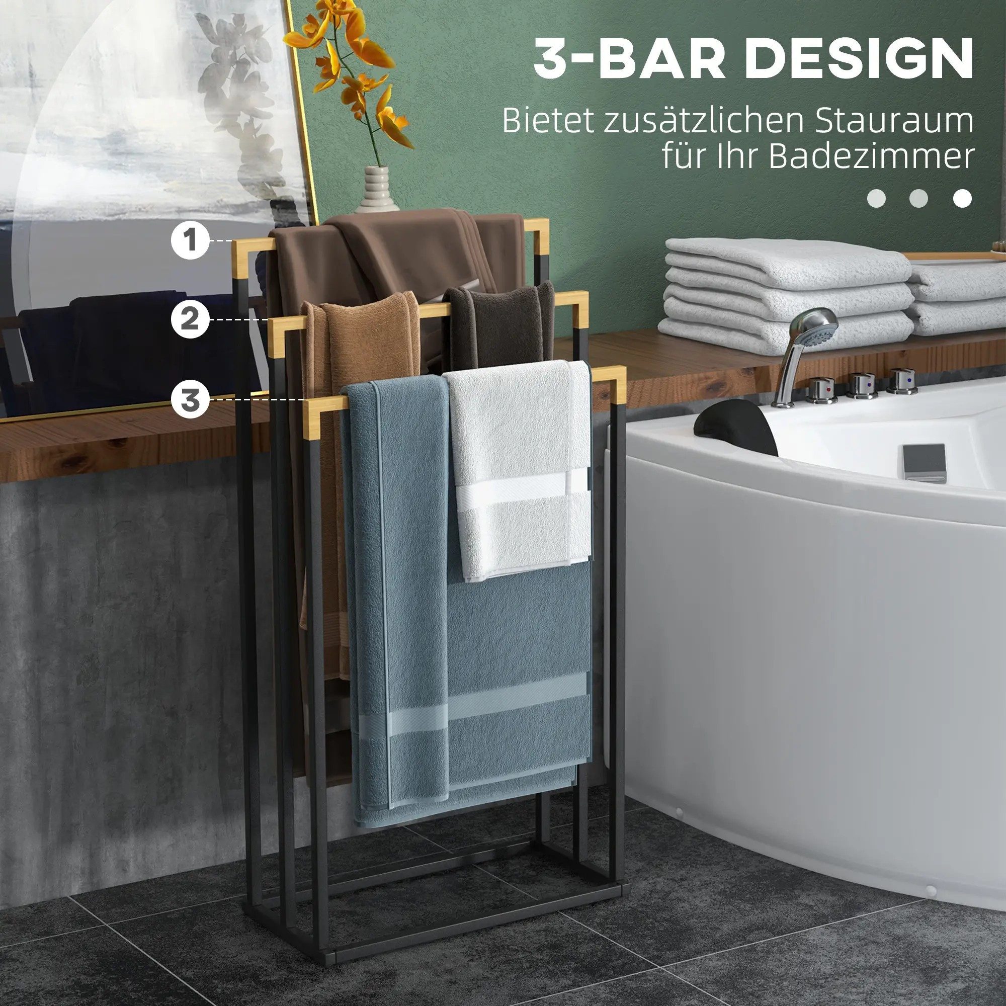 BlingBin Handtuchständer Handtücherhalter für Badezimmer, 3 Ebenen Handtüch günstig online kaufen