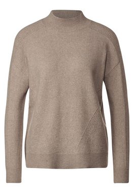 STREET ONE Strickpullover Damenpullover Rippstrick-Muster, Melange-Optik