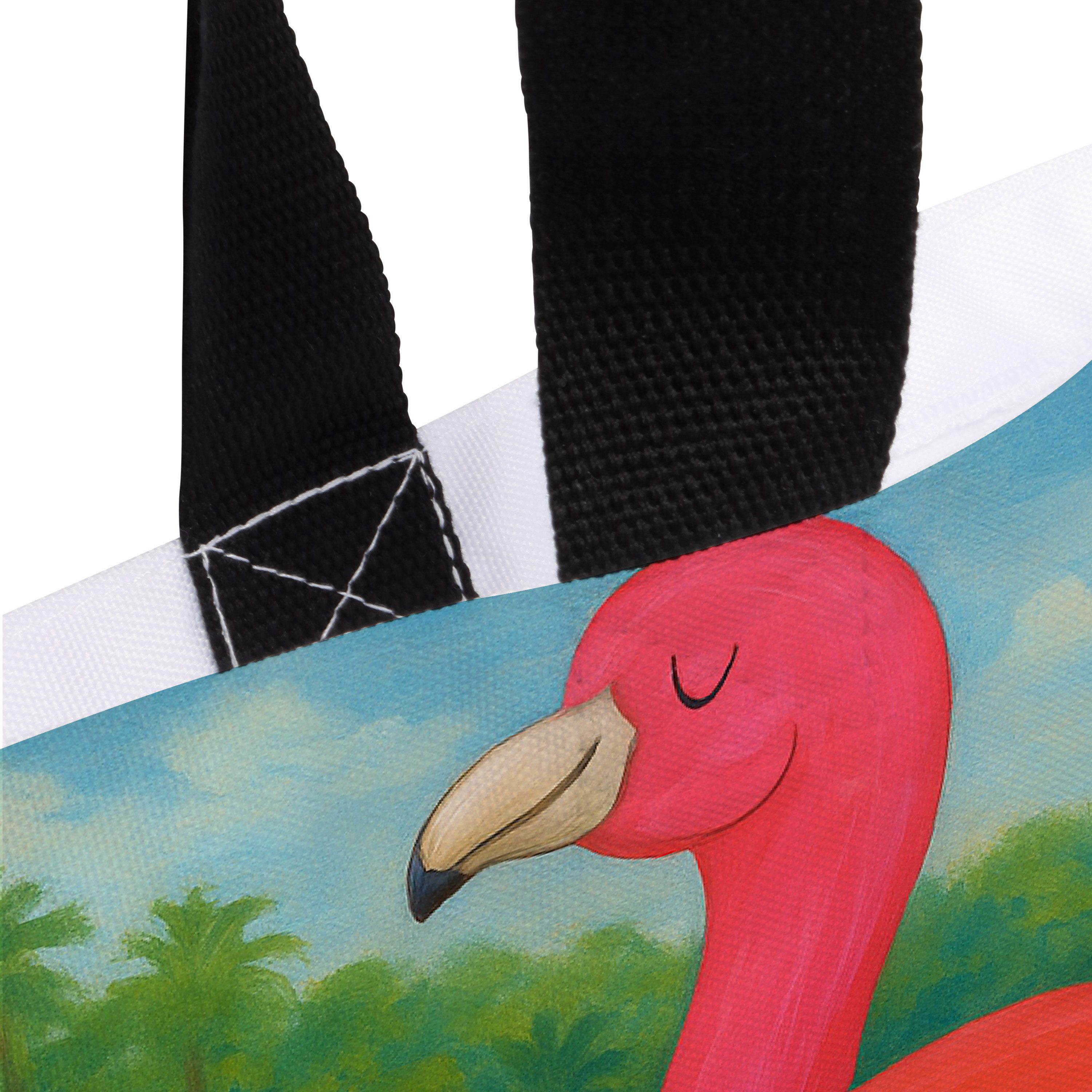 Mr. & Mrs. Panda Shopper Flamingo Yoga Design, Schultasche, Weiß, Aufgeregt, Tasche, Achtsamke (Packung), Büchertasche Vogel Yogi