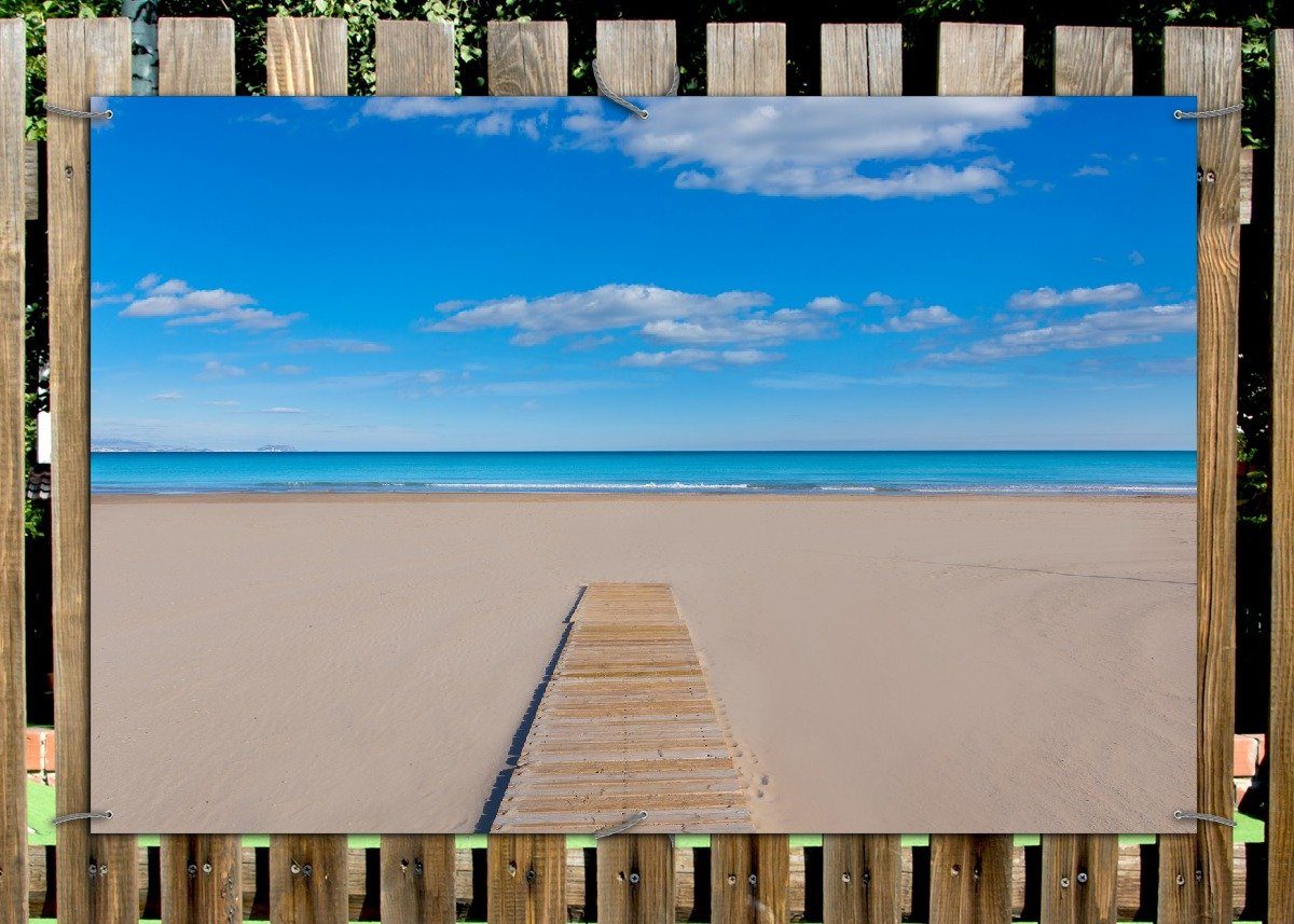 Thumbnail - Wallario Sichtschutzzaunmatten Auf dem Holzweg zum blauen Meer