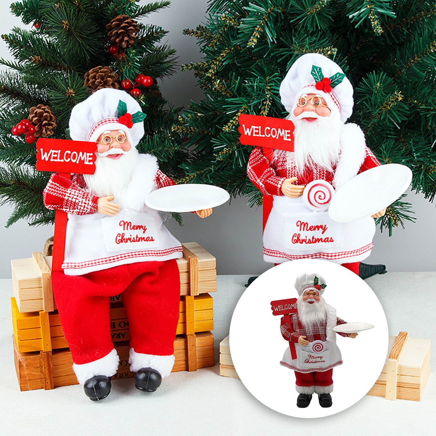 MAGICSHE Weihnachtsmann Weihnachten Chef Figurinen Puppe Dekorationen (1 St)