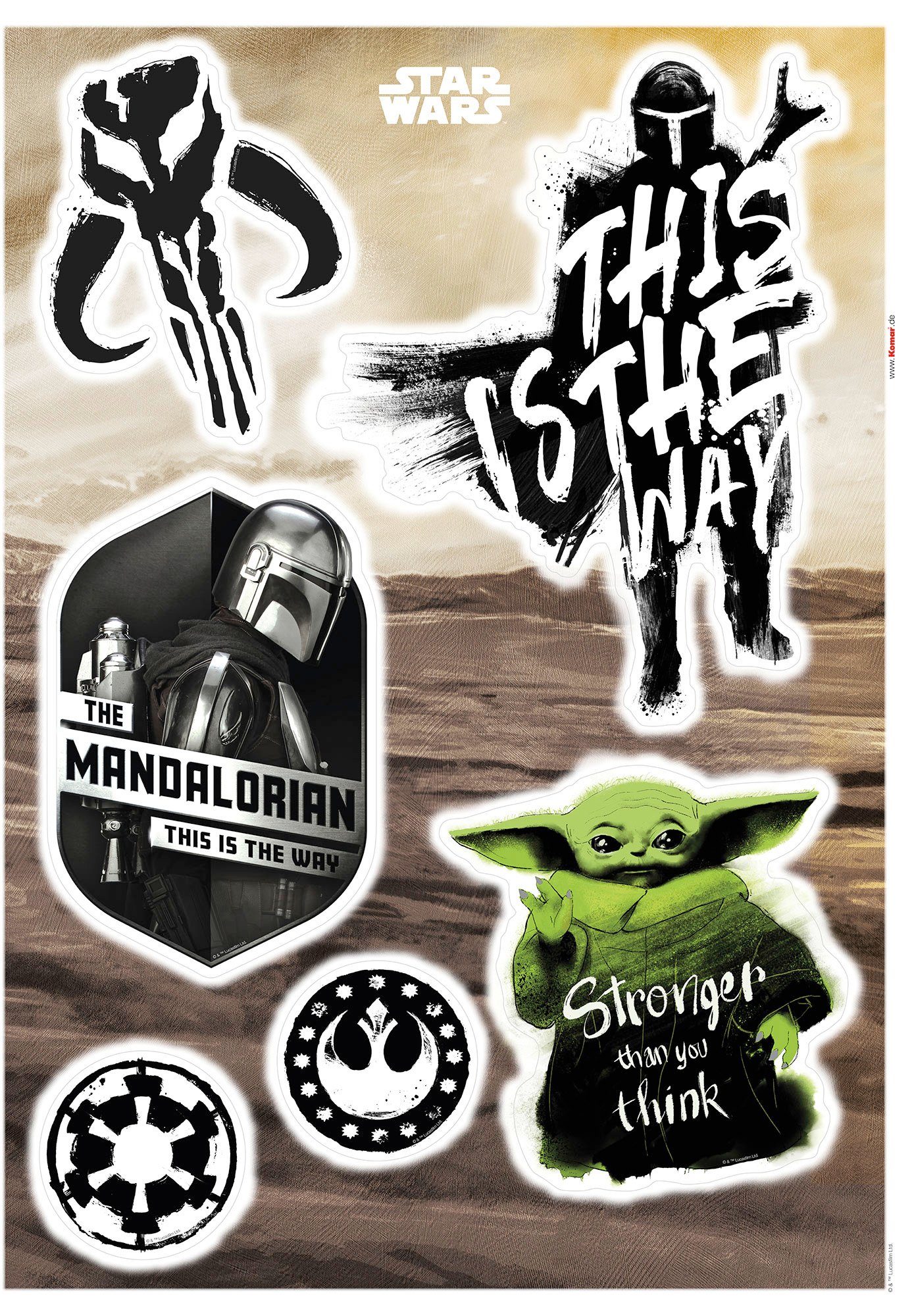 Komar Wandtattoo Mandalorian Legend - Размер 50 x 70 cm (6 St), selbstklebend, Wandsticker, Kinderzimmer