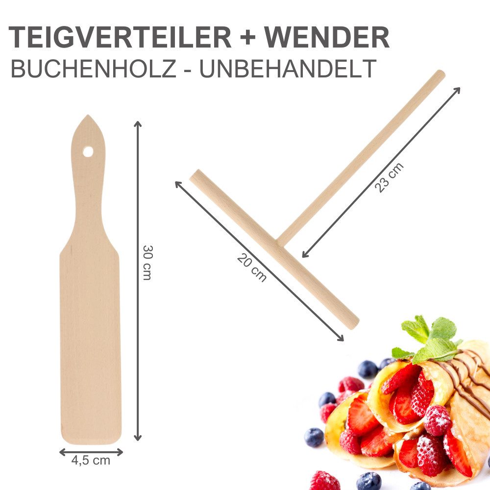 mikken Crepes Verteiler Crêpes Zubehör Set Teigverteiler & Wender aus Buchenholz, 2-teiliges Crêpes Back-Set, Made in Europe – Bild 5 von 5