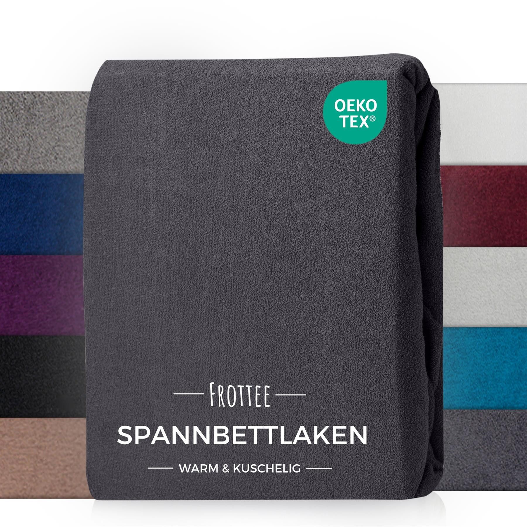 Carpe Sonno Spannbettlaken Frottee Winter Laken 90x200 100x200 140x200 160x200 180x200 200x200, Frottee, Gummizug: rundum, (1 Stück), Kuscheliges Winter Spannbettlaken 180x200 Spannbetttuch Anthrazit