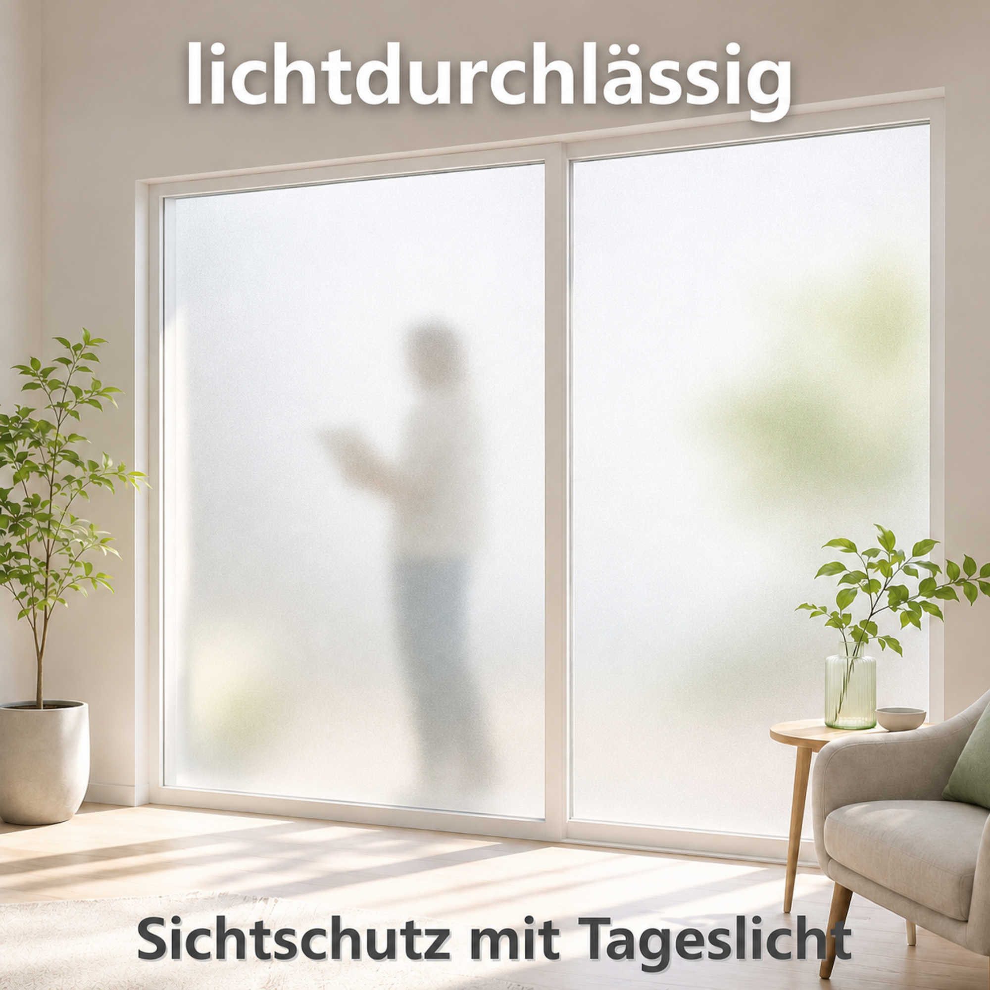Nomiro Fensterfolie Sichtschutzfolie Silber Frosted, selbstklebend, lichtdurchlässig, blickdicht – Bild 3 von 5