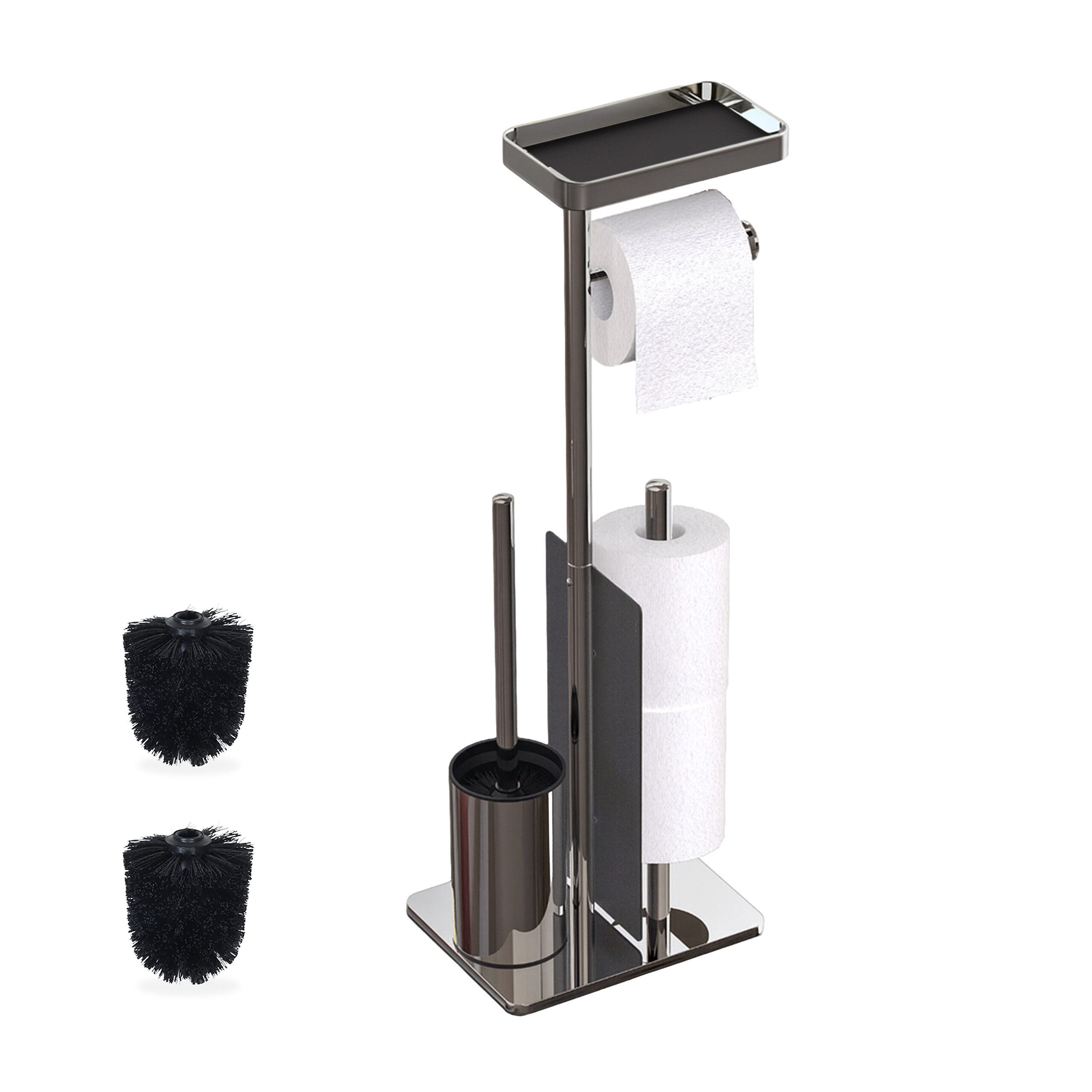 relaxdays WC-Garnitur Edelstahl mit Ablage, silber günstig online kaufen