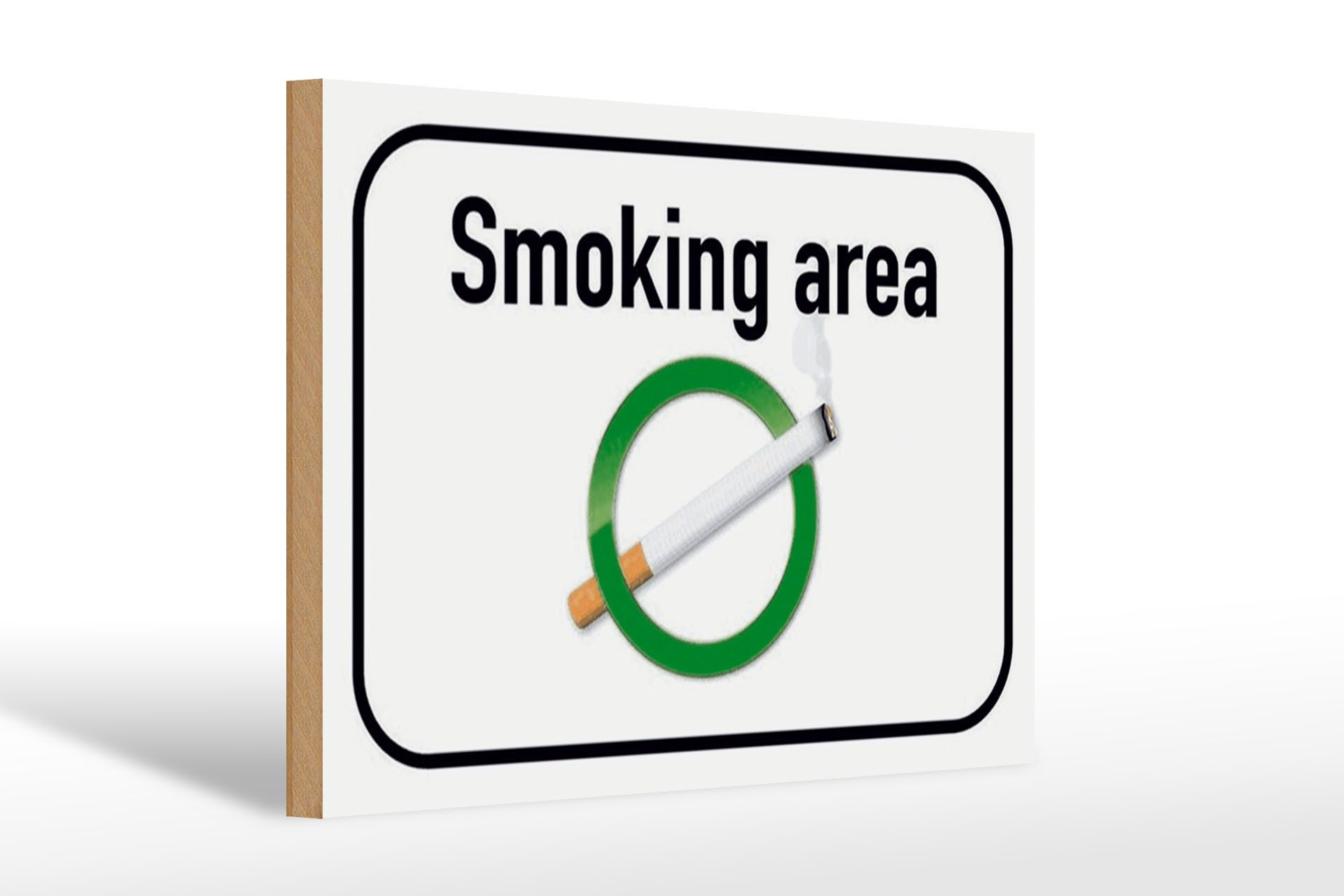Femer GmbH Holzbild Hinweis 30x20cm Smoking area Raucherraum, Hinweise und Warnungen (1 St), Glatte Holzfaserplatte (MDF), vorn beschichtet