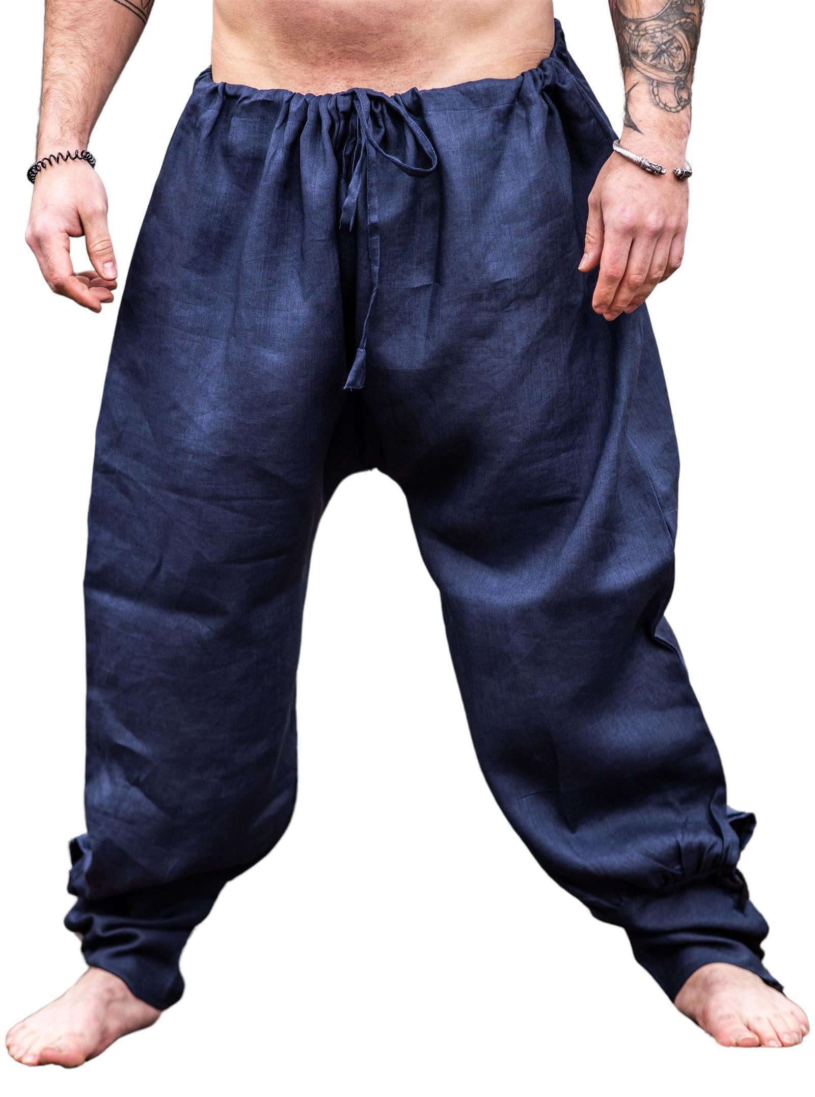 Leonardo Carbone Wikinger-Kostüm Rushose "Wodan" aus Leinen, verjüngtes Bein, anpassbarer Tunnelzug