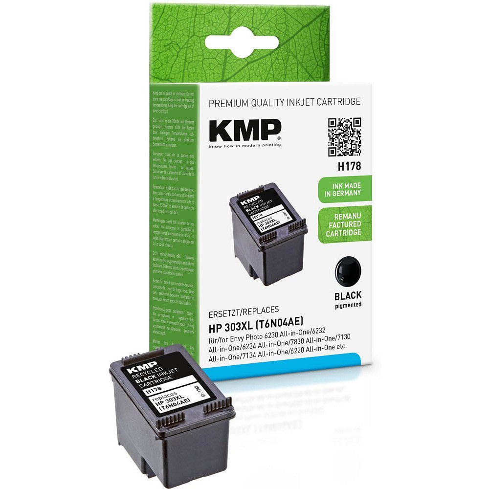 KMP 1 Tinte - 303XL H178 Tintenpatrone Farbe, black ERSETZT HP schwarz 1-tlg) (1