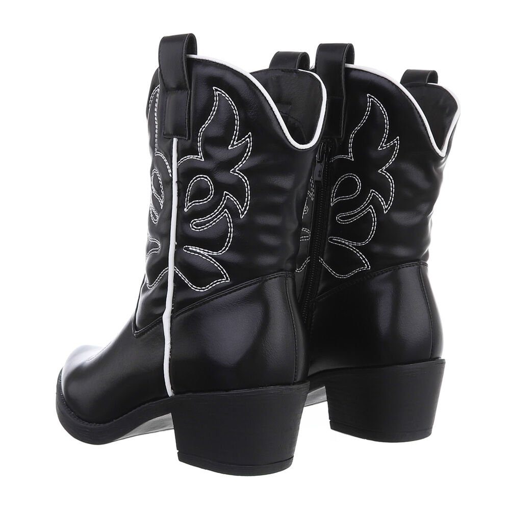 Ital-Design Damen Cowboyboots Western Westernstiefelette (83592479) Blockabsatz Western- & Bikerboots in Schwarz