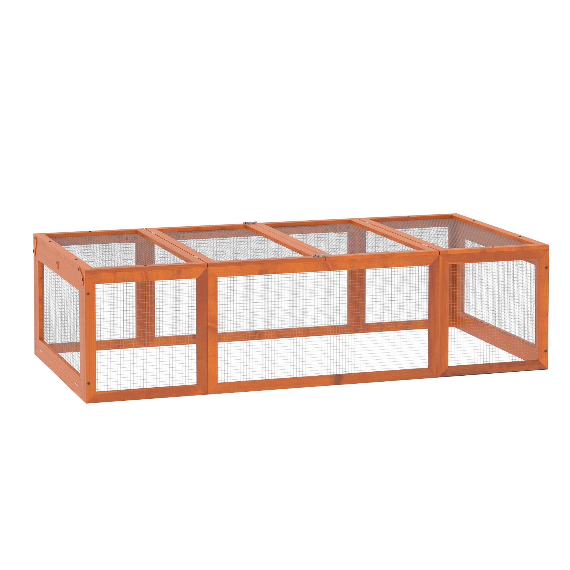 PawHut Kleintierstall Zwergkaninchenstall mit Freilaufgehege, Kleintierkäfig, Kleintierhaus, für Garten, Orange