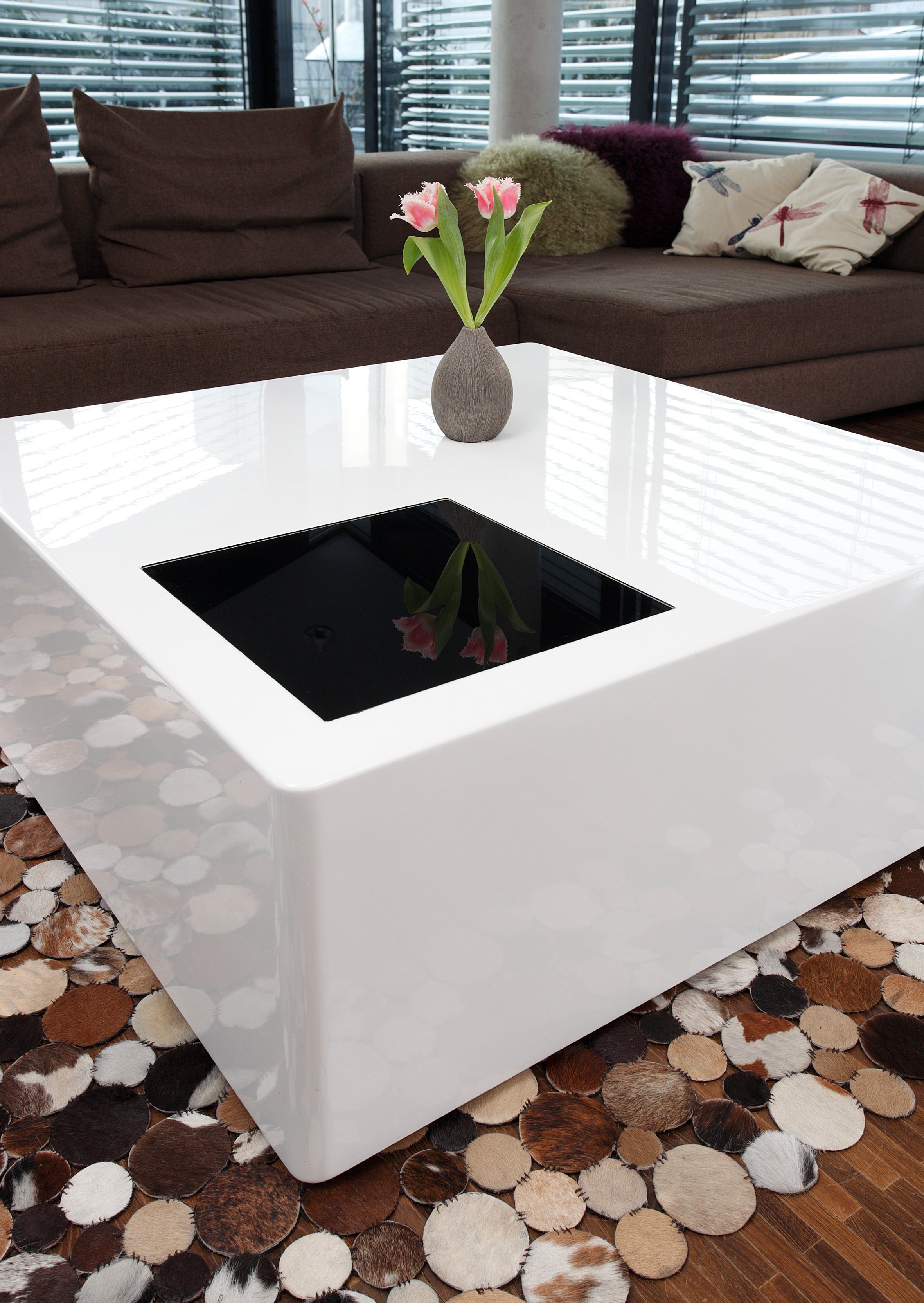 SalesFever Couchtisch, Quadrat Schwarzglas Mit aus