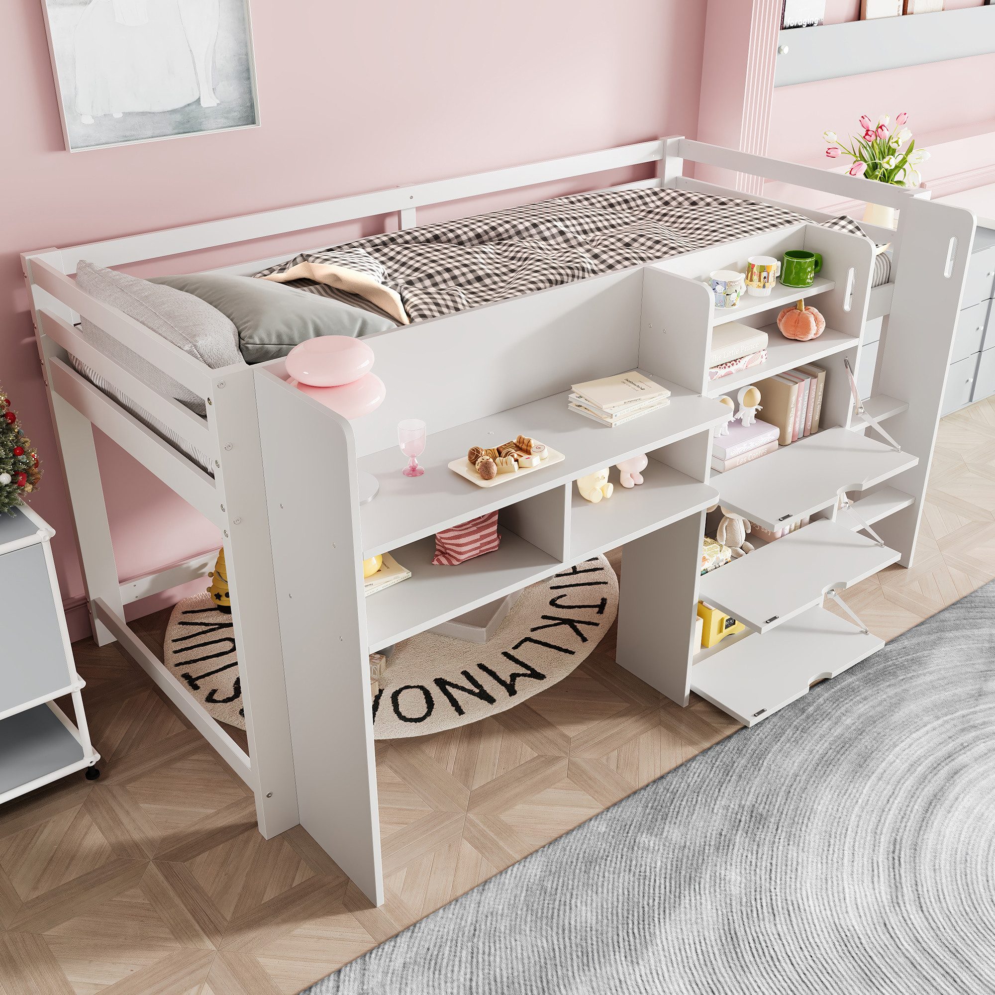 TavilaEcon Hochbett Halbhohes Bett im Hausform günstig online kaufen