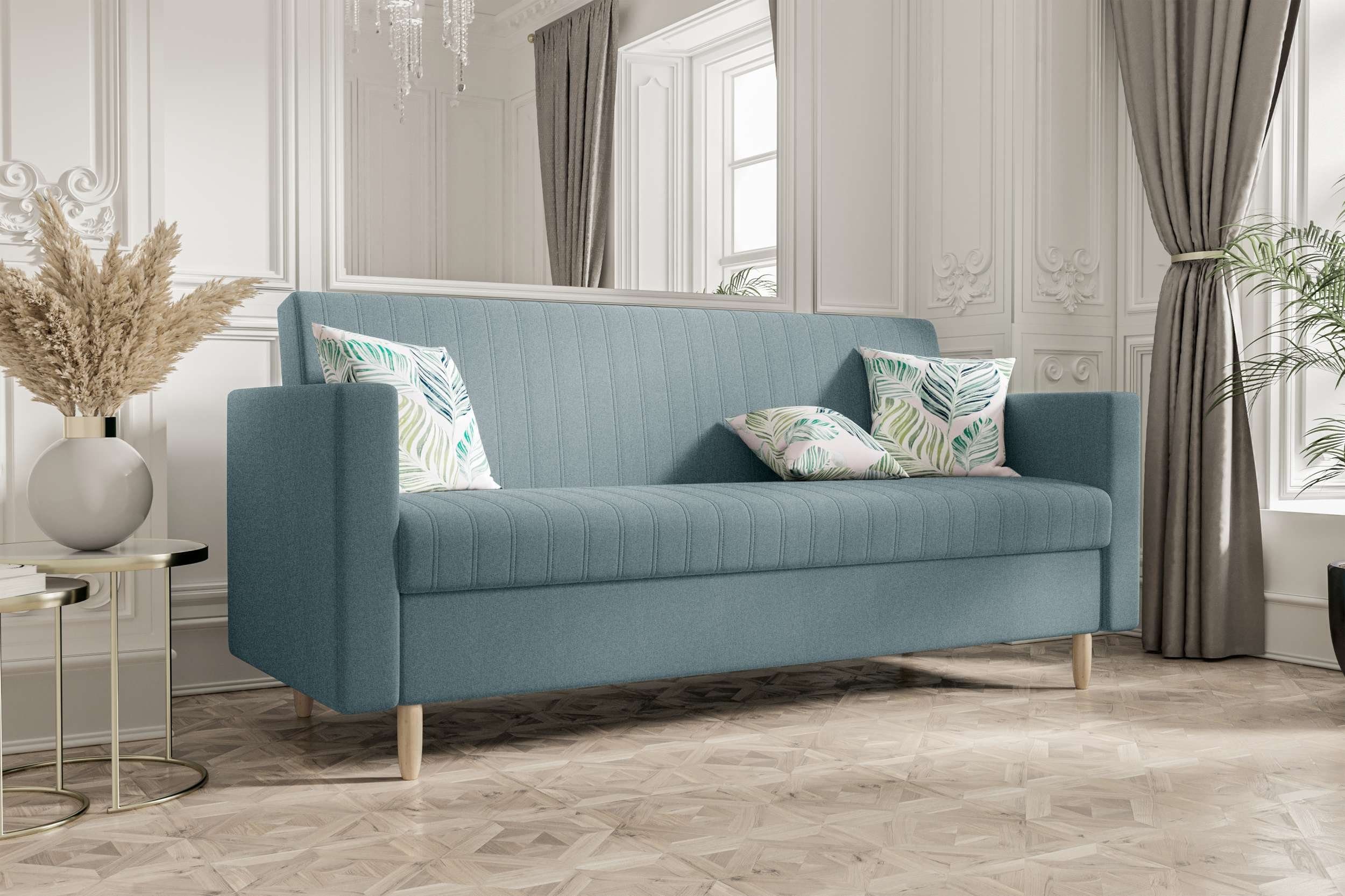 Design mit Bettkasten, Schlafsofa, Sitzkomfort, Sofa, mit Melisa, Stylefy Bettfunktion, 3-Sitzer Modern