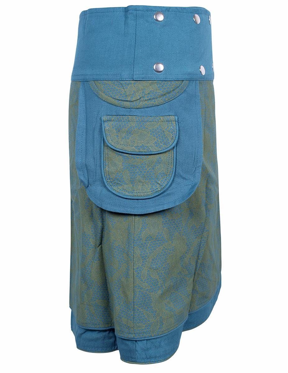 Vishes Wickelrock Rock zum Wickeln mit Druckknöpfen Spitze Blumen Ethno, Hippie, Goa, Lagenlook Style